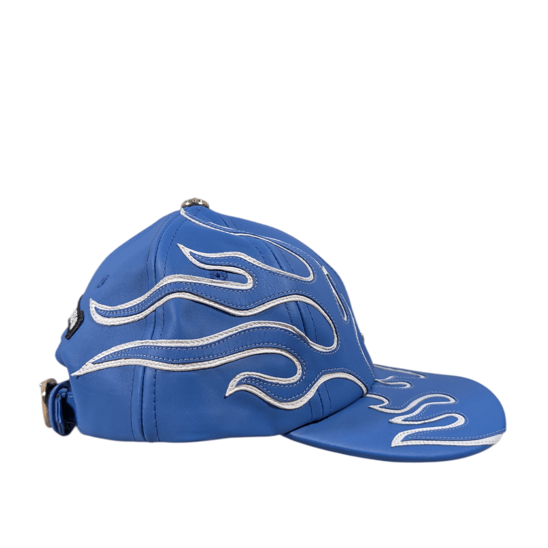 Chrome Hearts Leather Flame Hat Blue