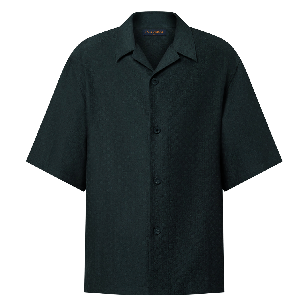 Louis Vuitton Black Mini Monogram Silk-Cotton Blend Short-Sleeved Shirt