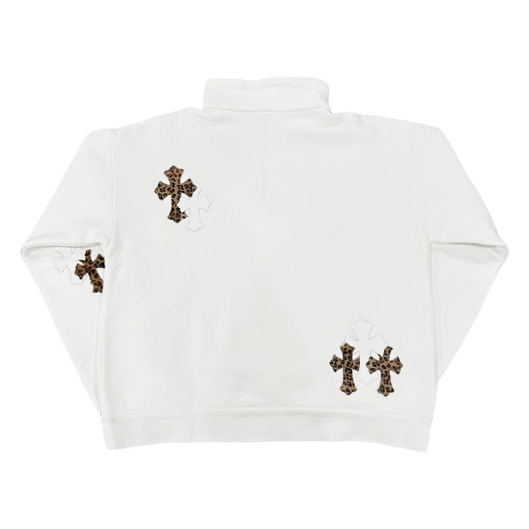 Chrome Hearts Cross Patch Quarter Zip Sweatshirt White