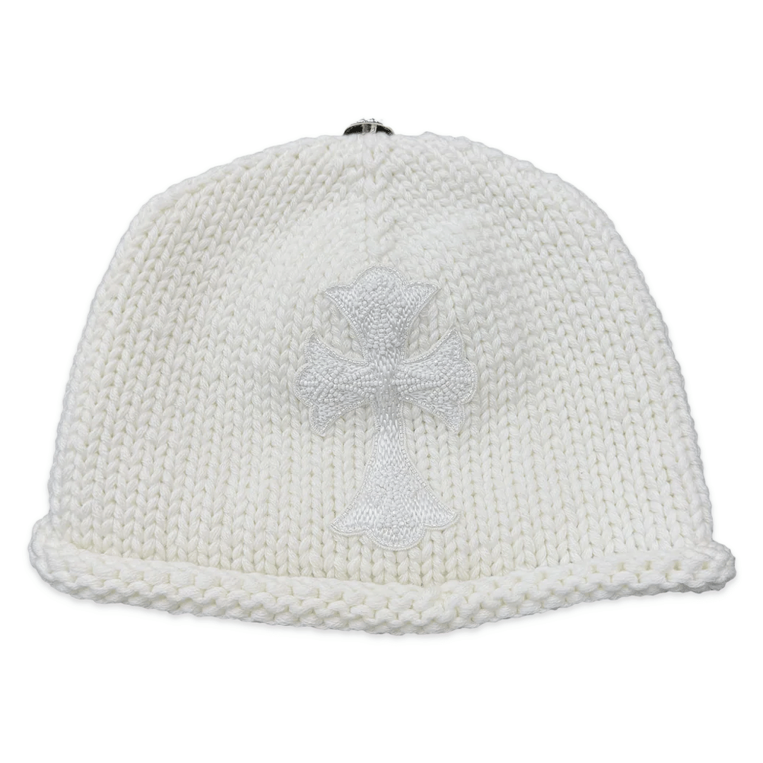 Chrome Hearts Cashmere Beaded Cross Beanie White