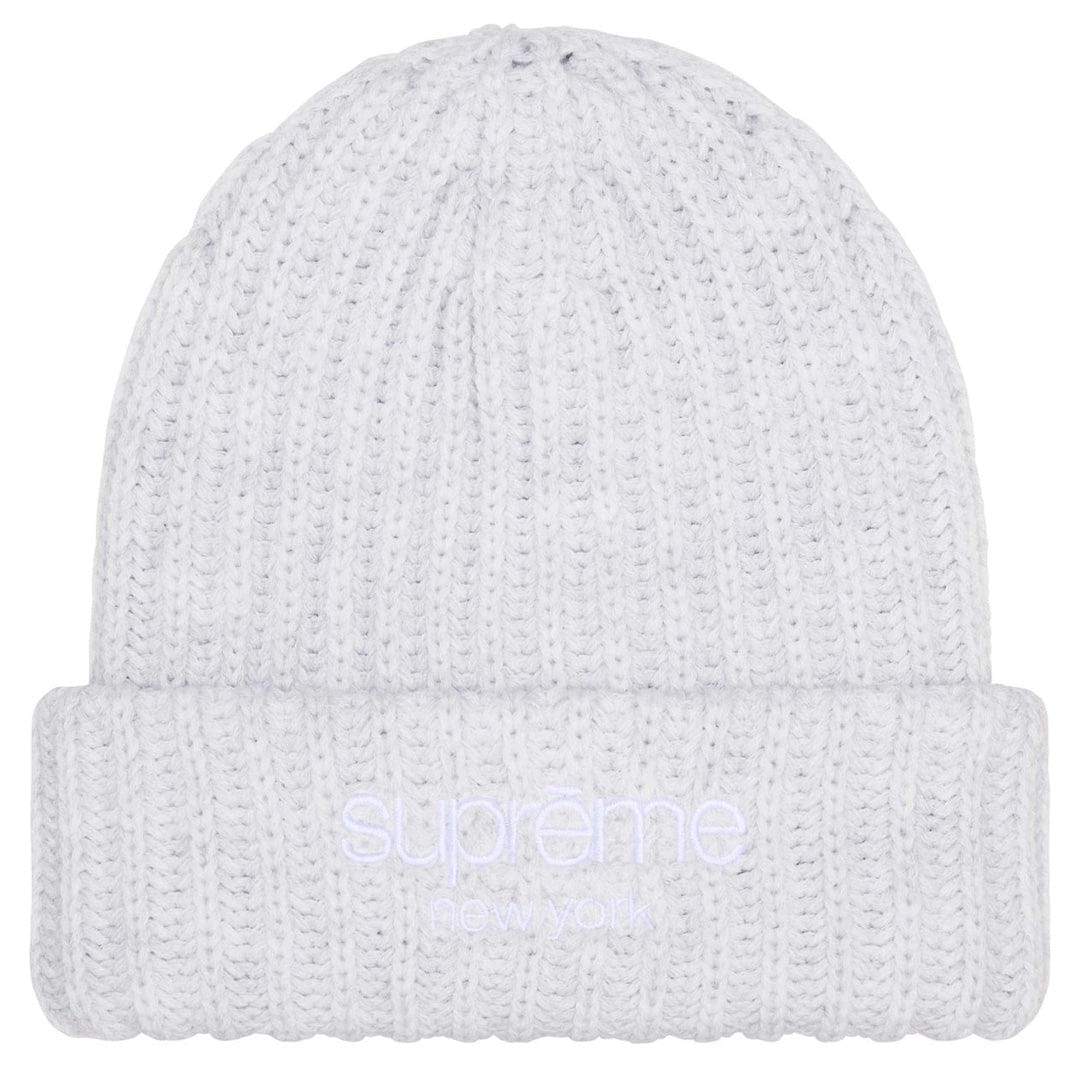 Supreme Classic Logo Chunky Ribbed Beanie Ash Grey