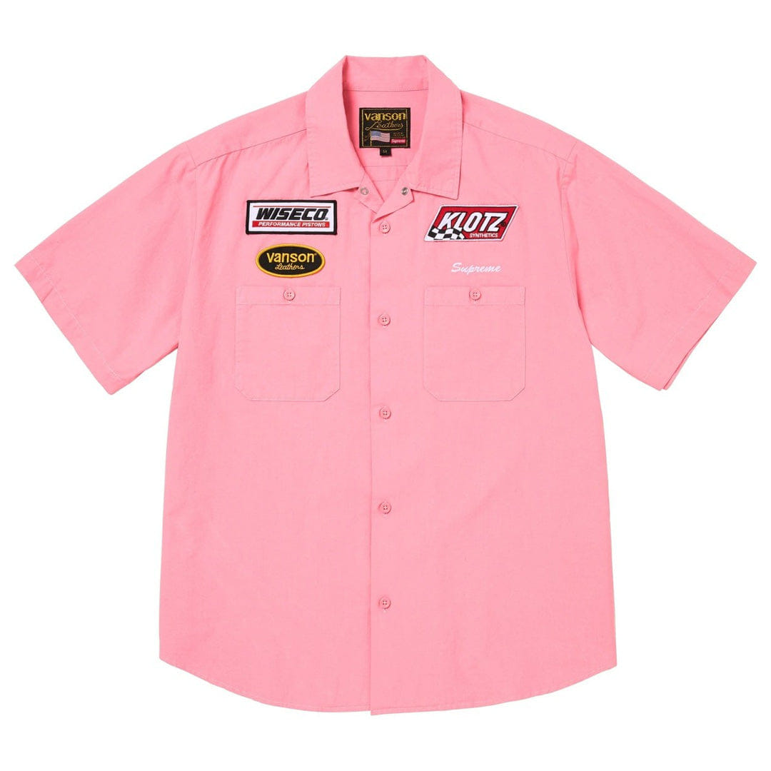 Supreme Vanson Leather Work Shirt Pink