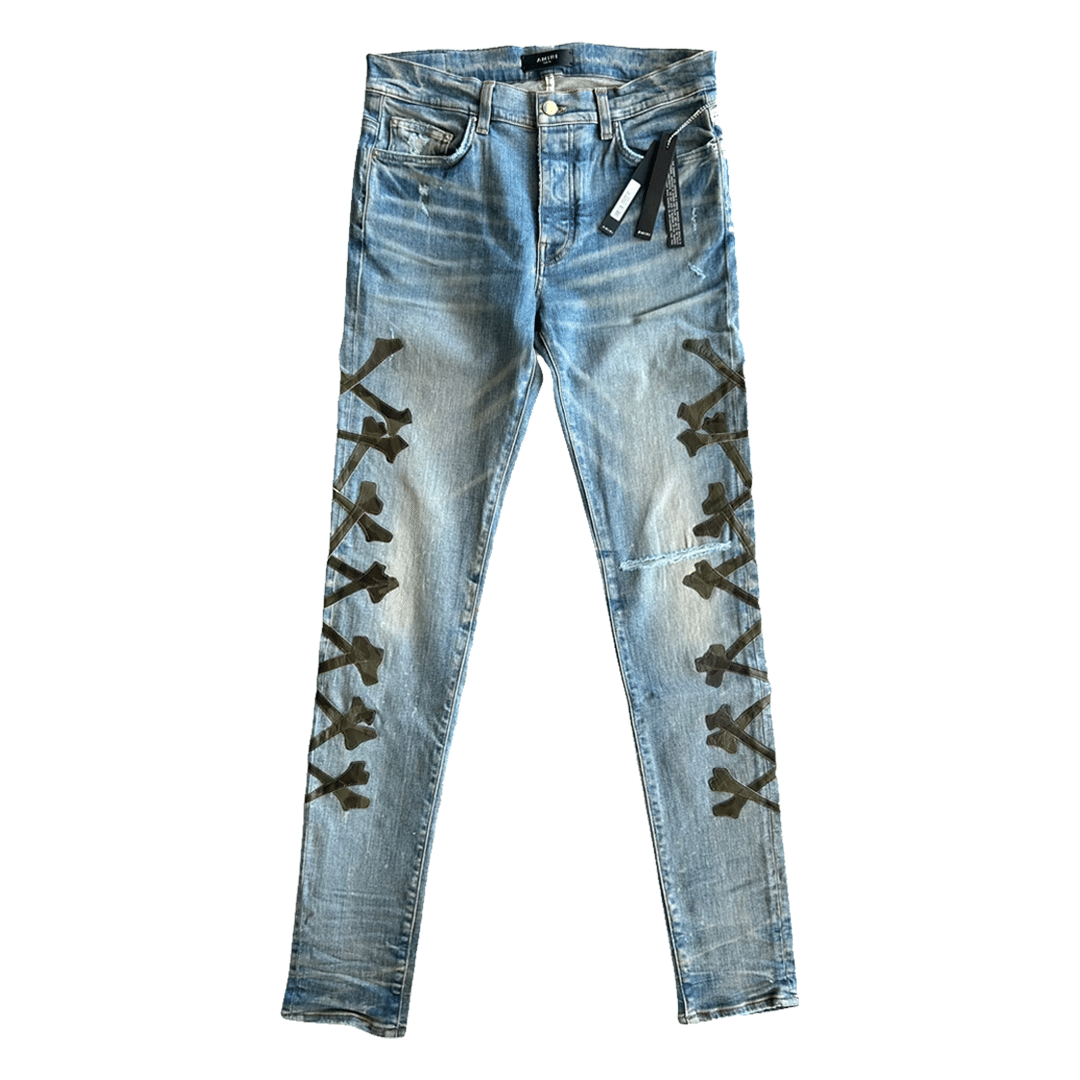 Amiri Camo Bones Jeans Clay Indigo