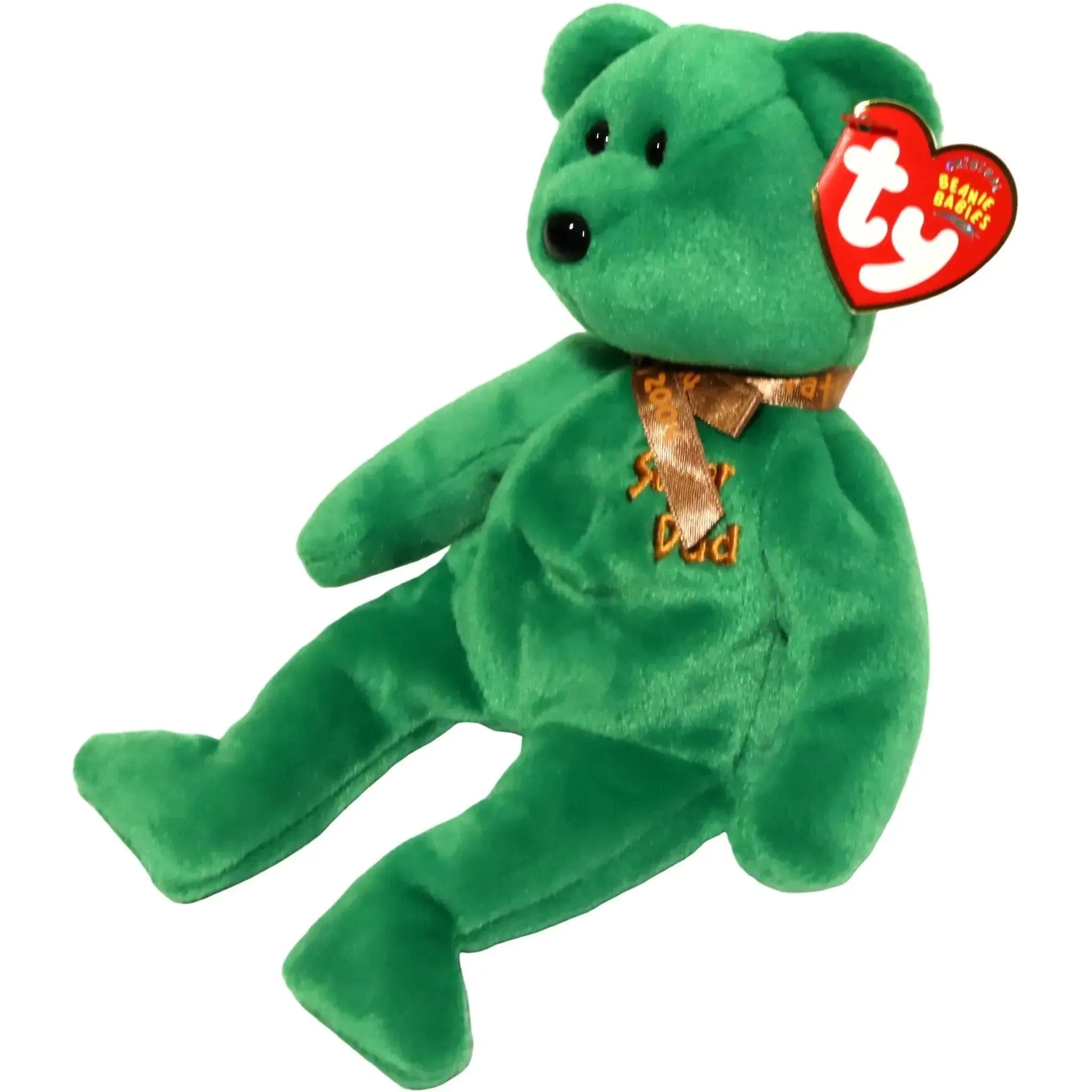 Ty Dad-e the Super Dad Green Bear Plush (8") - Ty - Original Beanie Babies Series (2004)