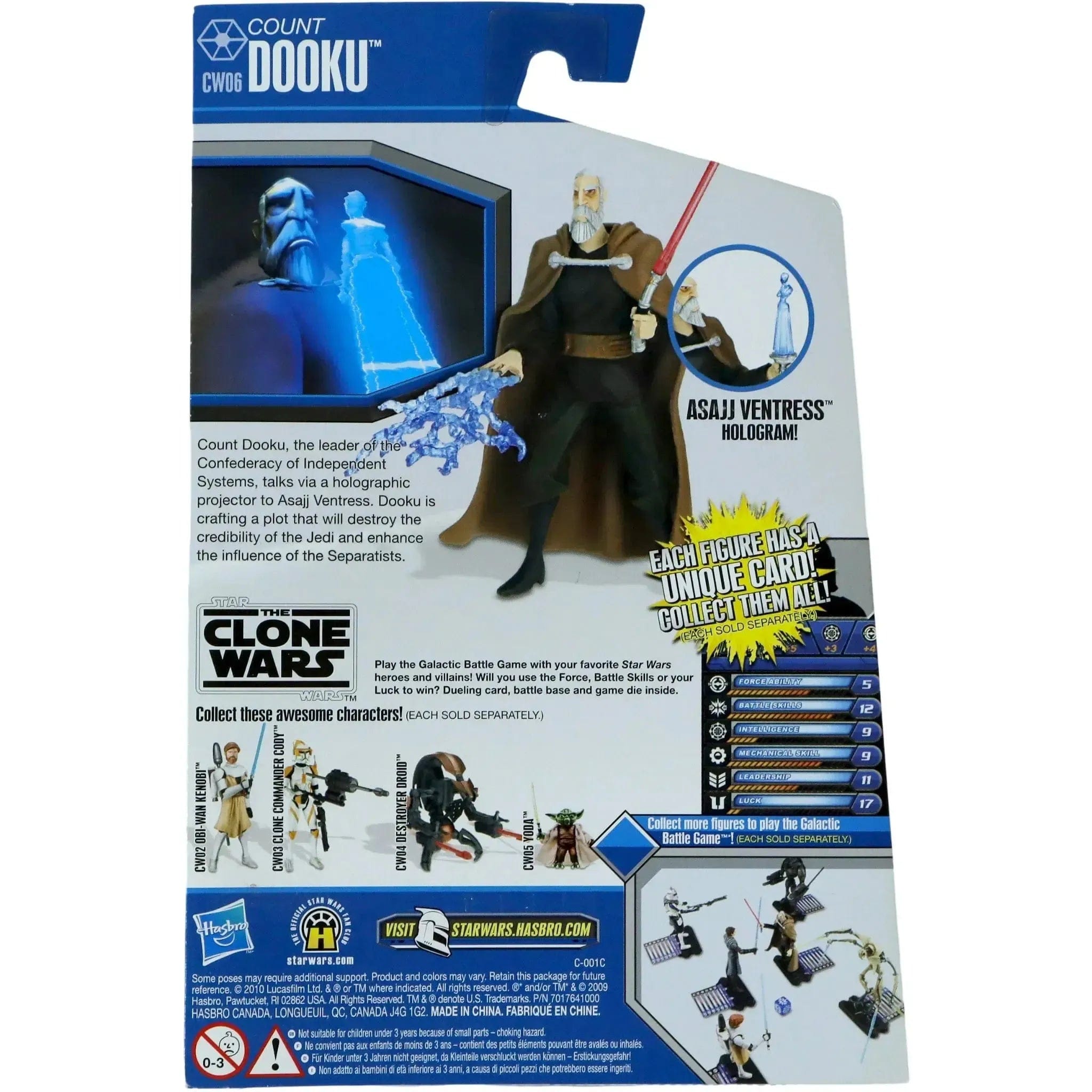 Hasbro Star Wars: The Clone Wars - Count Dooku (Darth Tyranus) Action Figure with Asajj Ventress Hologram - Hasbro - Shadow of the Dark Side Series (CW06) - (2010)