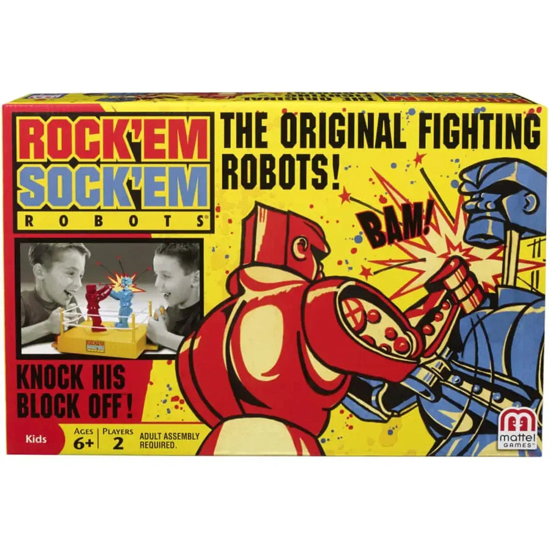 Mattel Games Rock 'Em Sock 'Em Robots: Red Rocker & Blue Bomber - Dexterity Action Game for Family, Adults, and Children (2 Player, Ages 6+) - Mattel Games