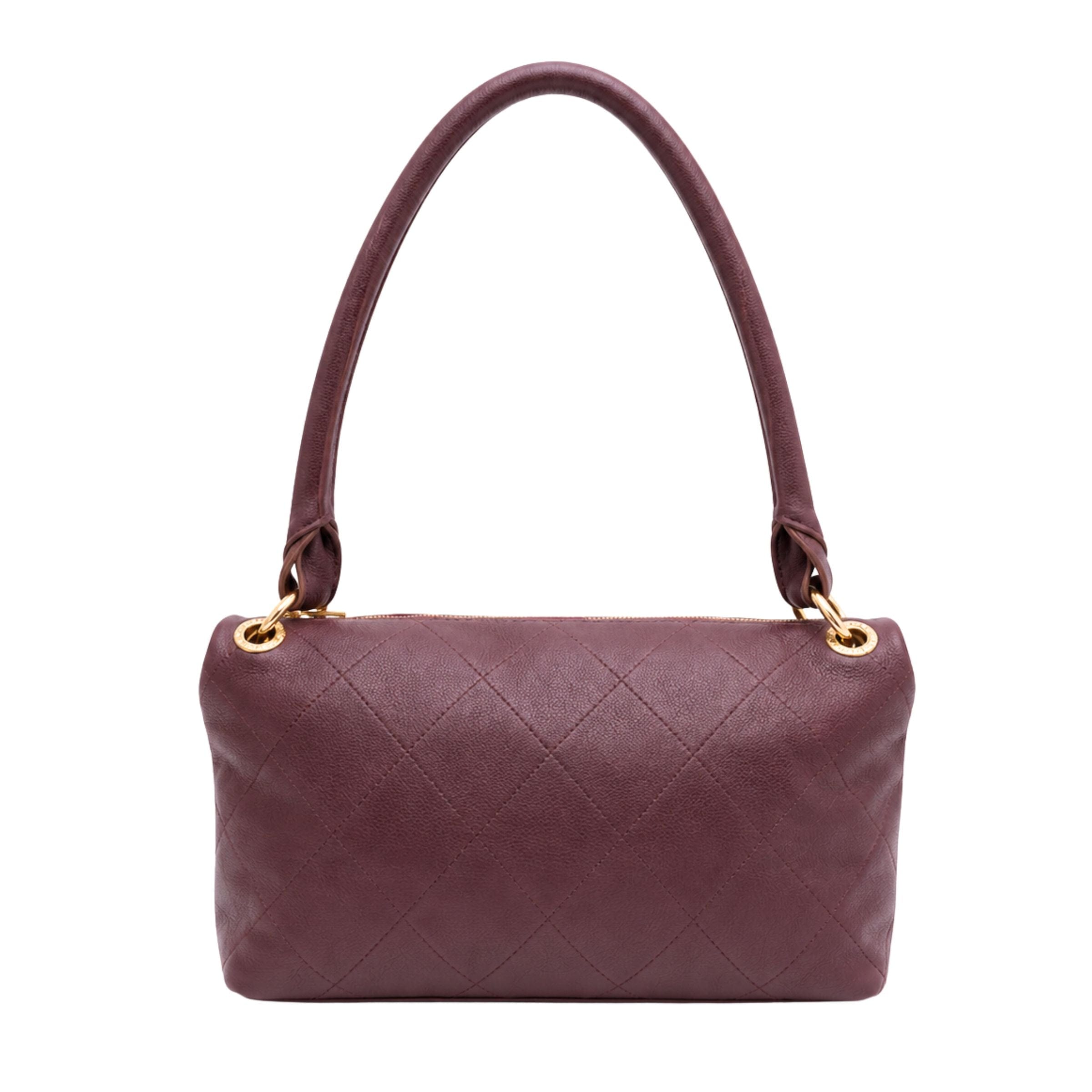 Chanel Dark Burgundy Lambskin Flap Shoulder Bag with Gold Hardware