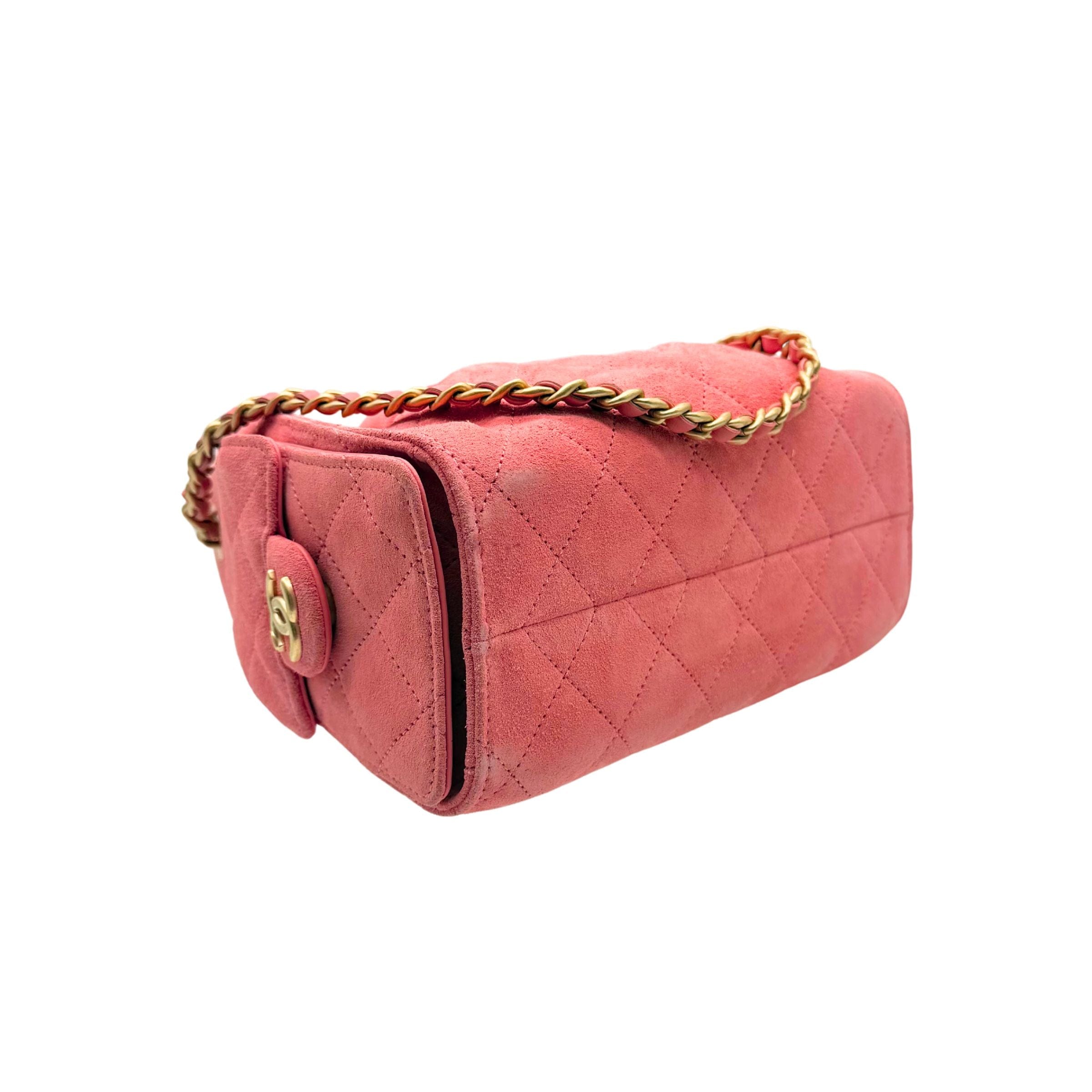 Chanel 25 Mini Pink Suede Shoulder Bag