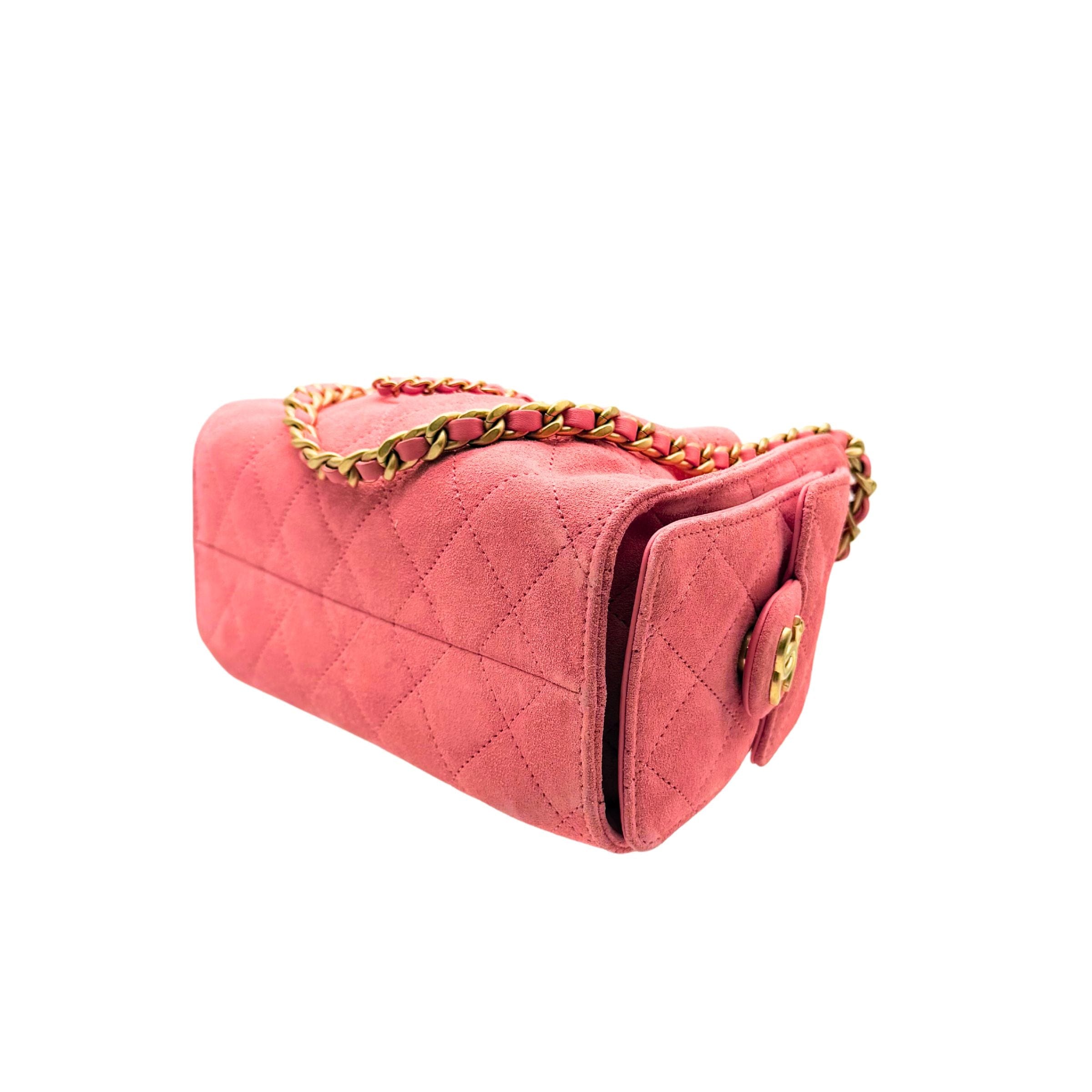 Chanel 25 Mini Pink Suede Shoulder Bag