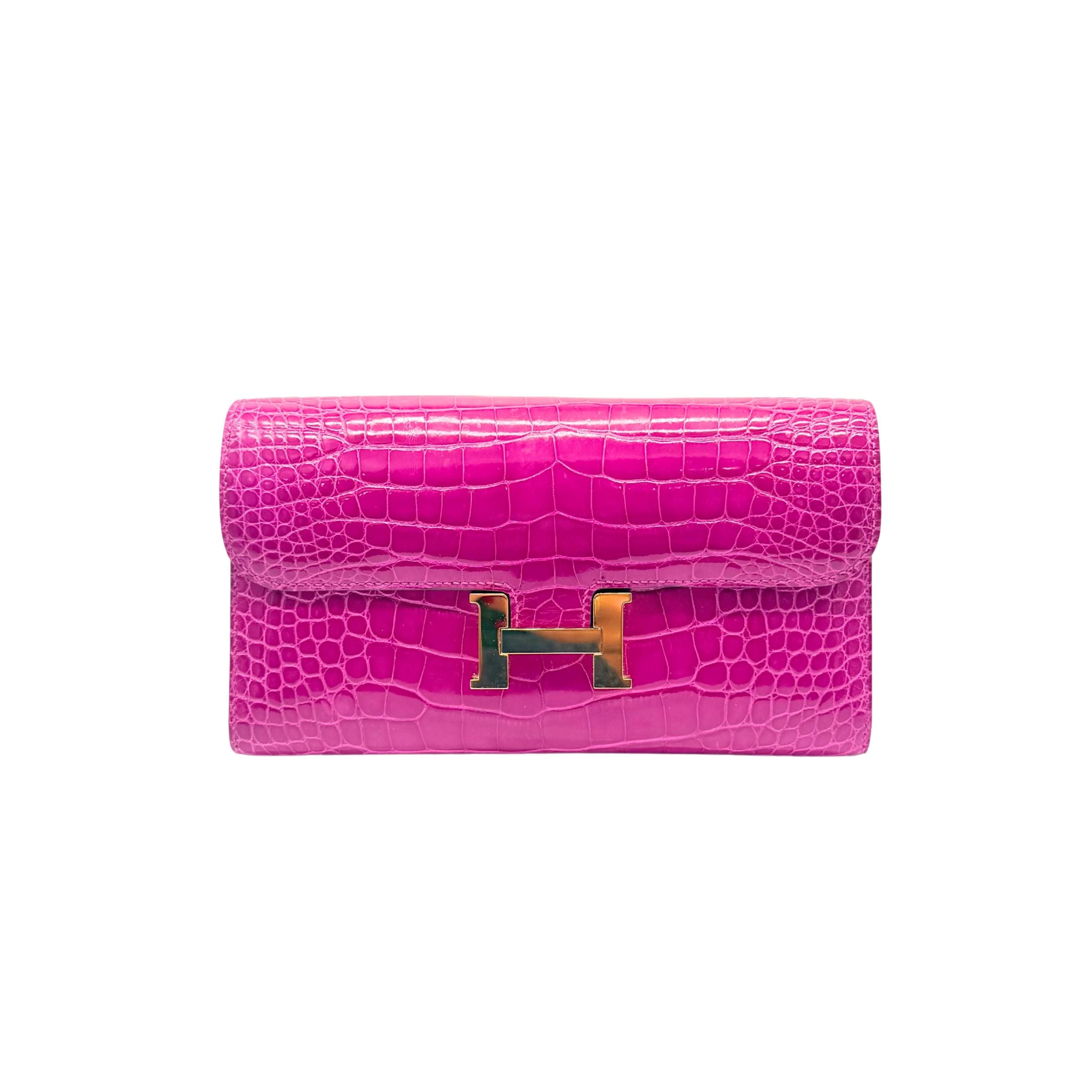 Hermes Constance Rose Scheherazade Alligator Wallet
