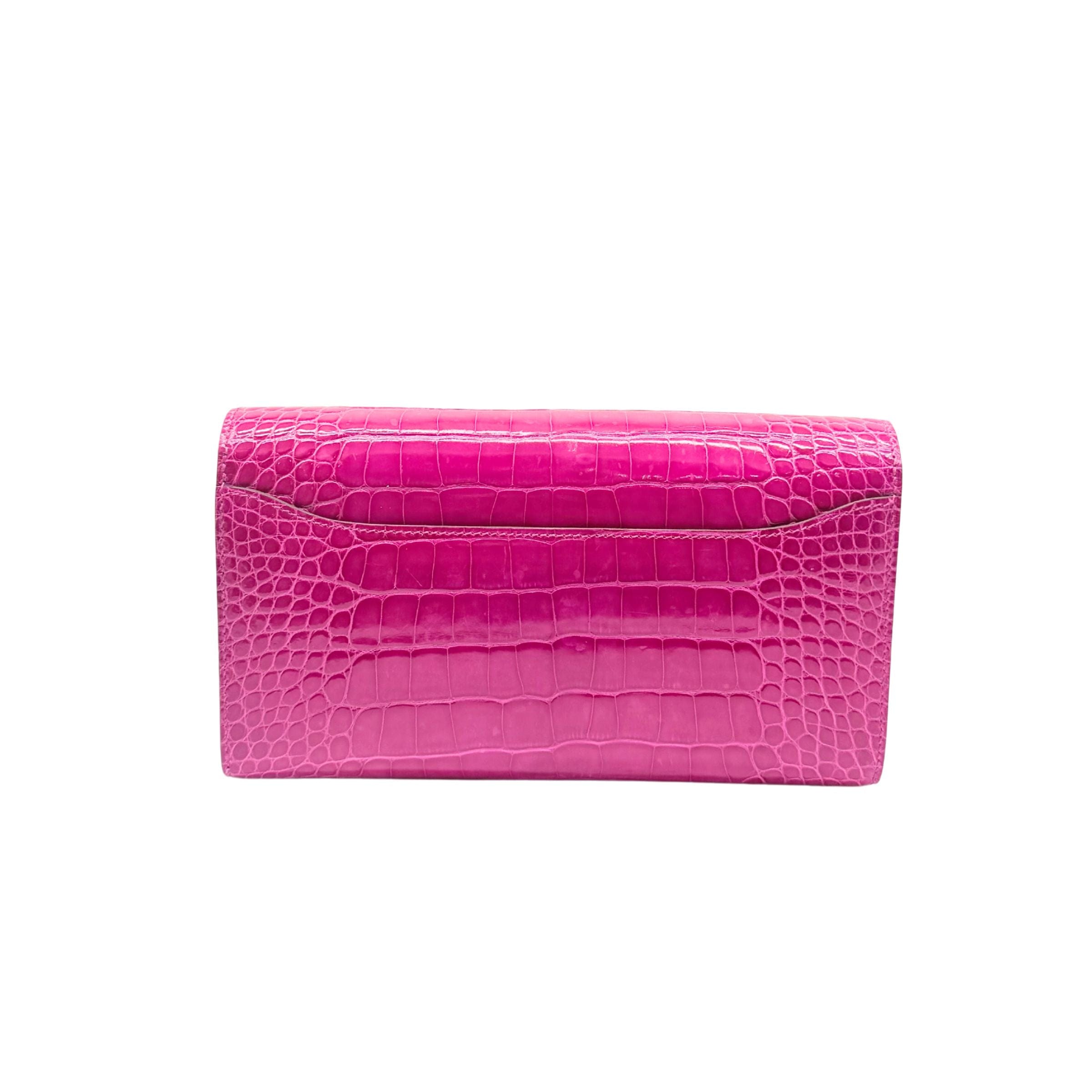 Hermes Constance Rose Scheherazade Alligator Wallet
