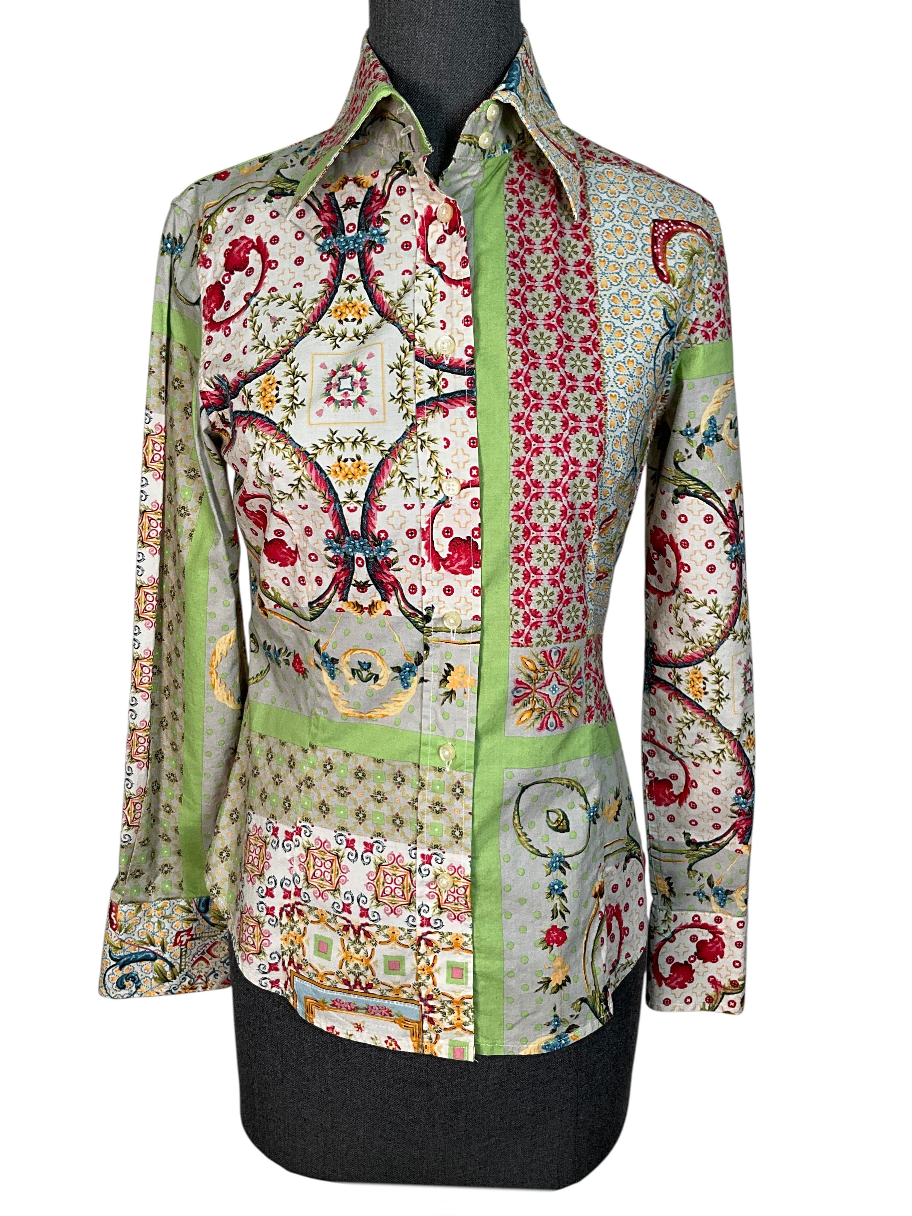 ETRO Paisley Printed Cotton Long Sleeve Shirt Size S