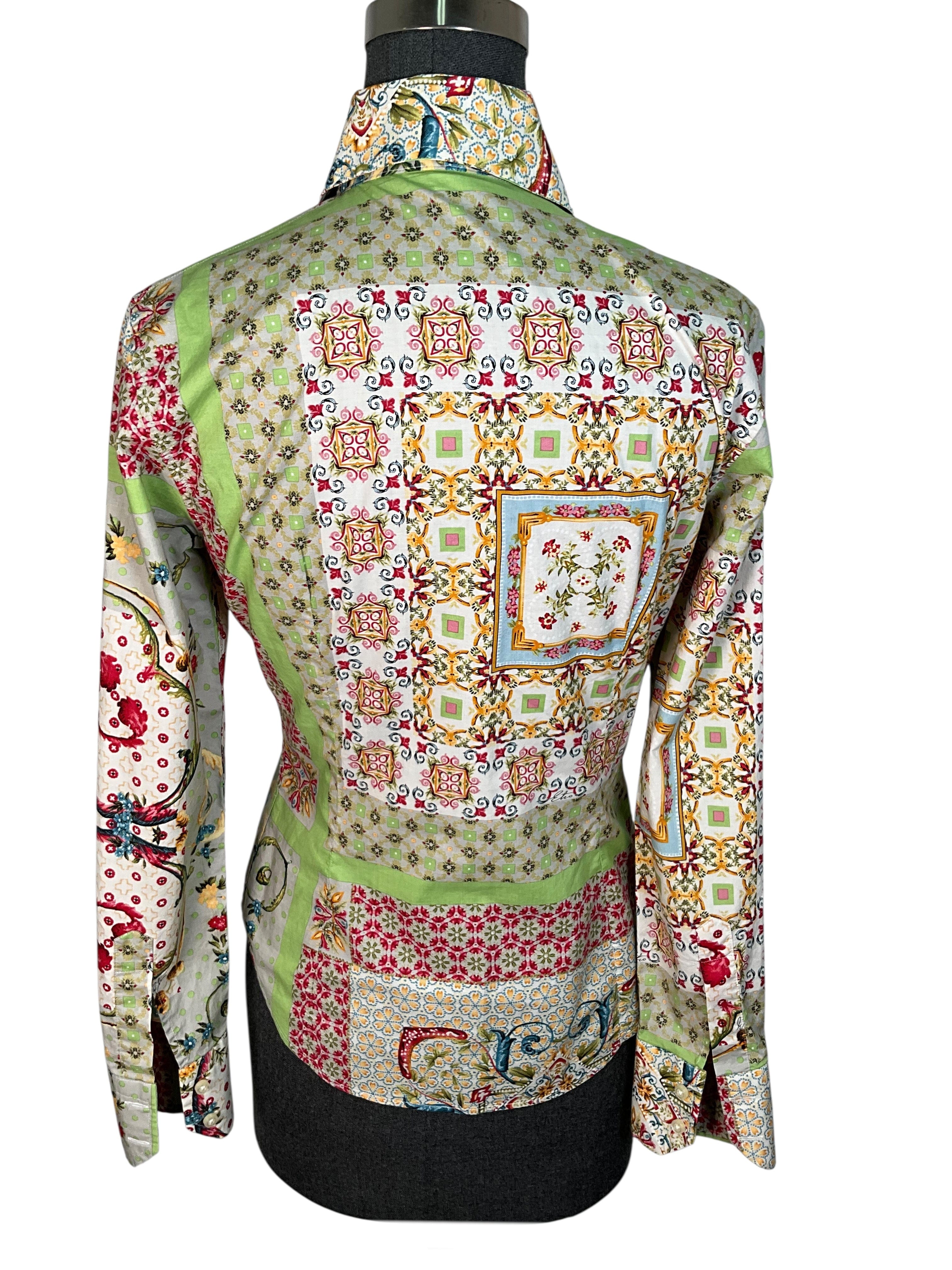 ETRO Paisley Printed Cotton Long Sleeve Shirt Size S