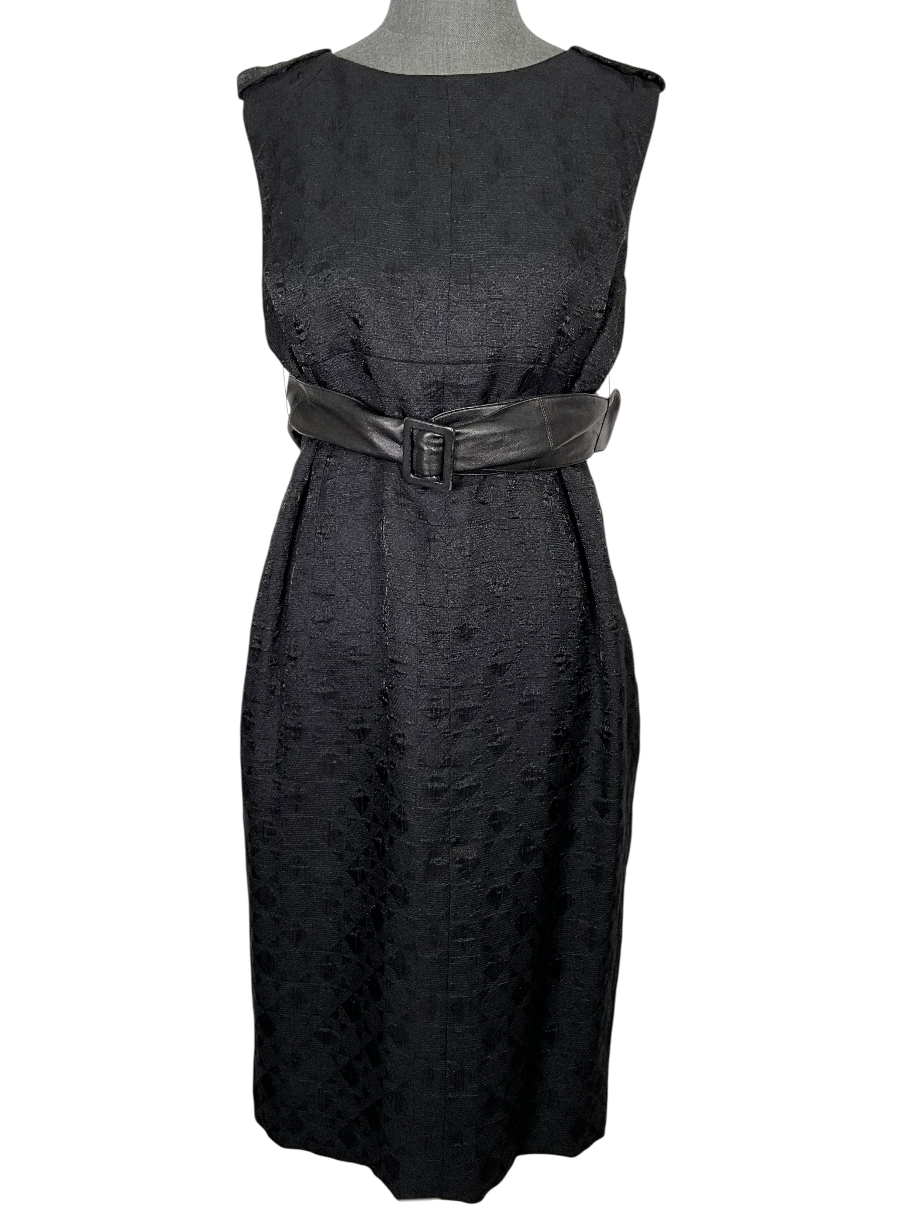 CHANEL 09P Sleeveless Belted Midi Dress Size L NEW