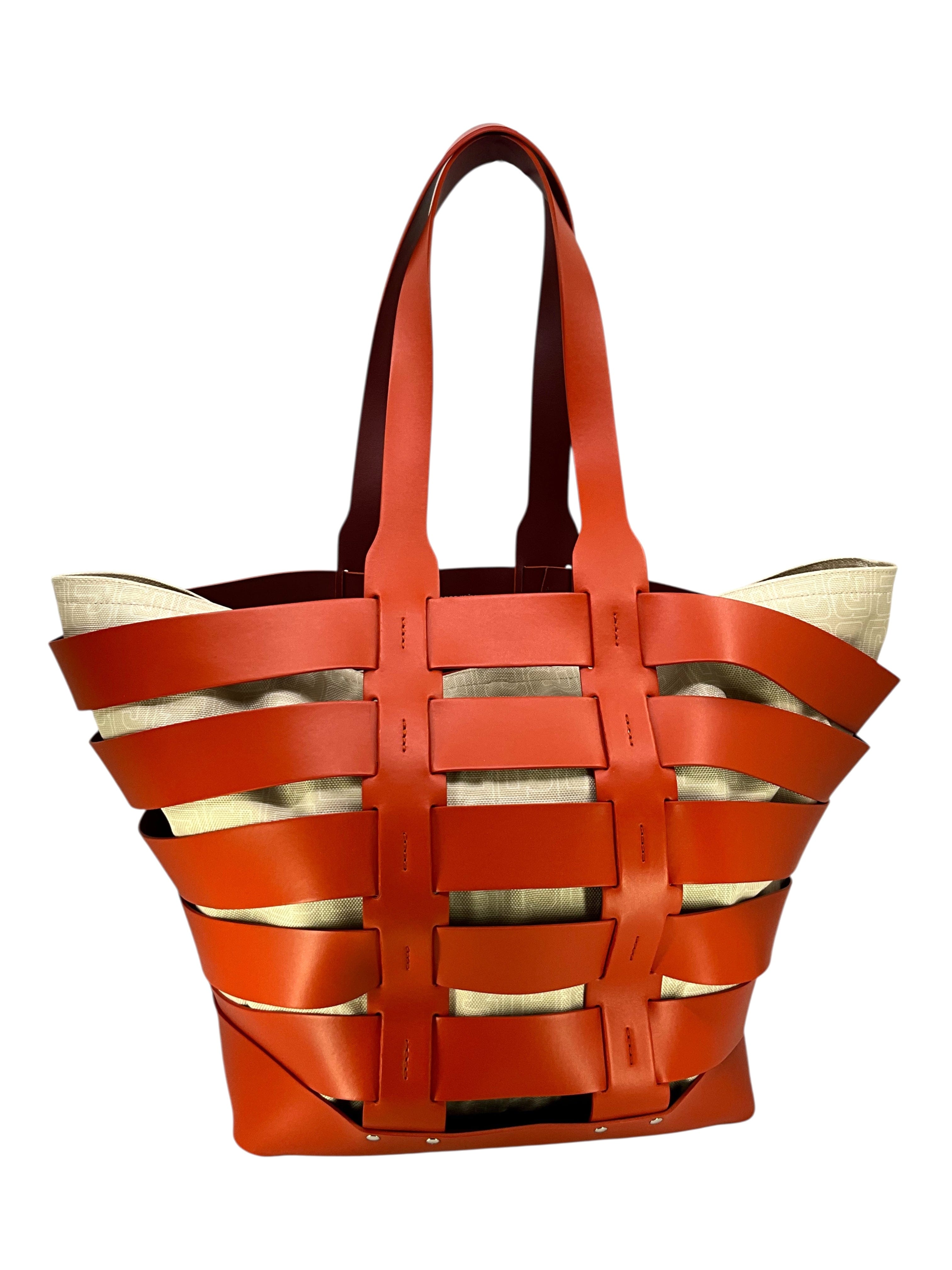 Paco Robanne Leather Cage Tote Bag