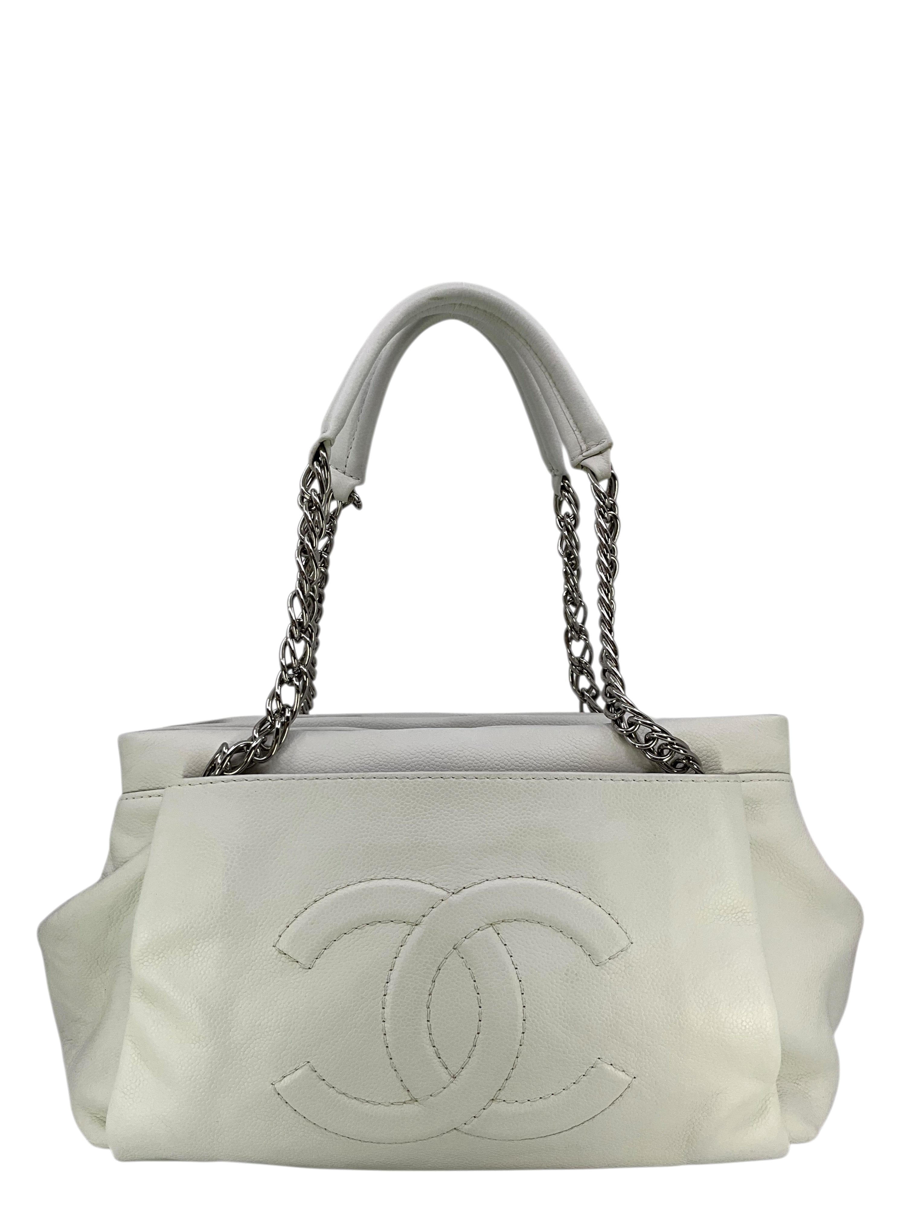 CHANEL Caviar Leather CC Tuck Tote Bag