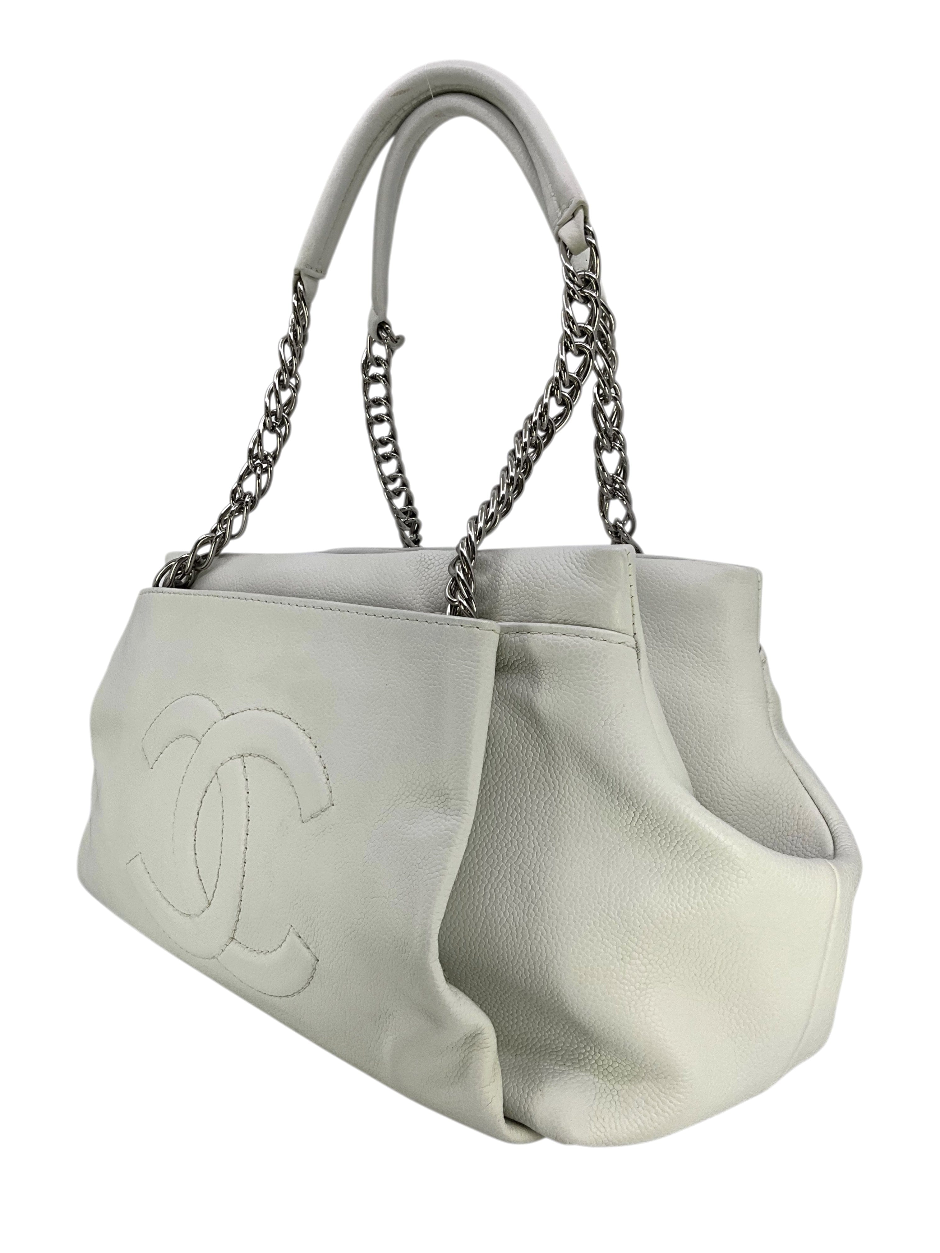 CHANEL Caviar Leather CC Tuck Tote Bag