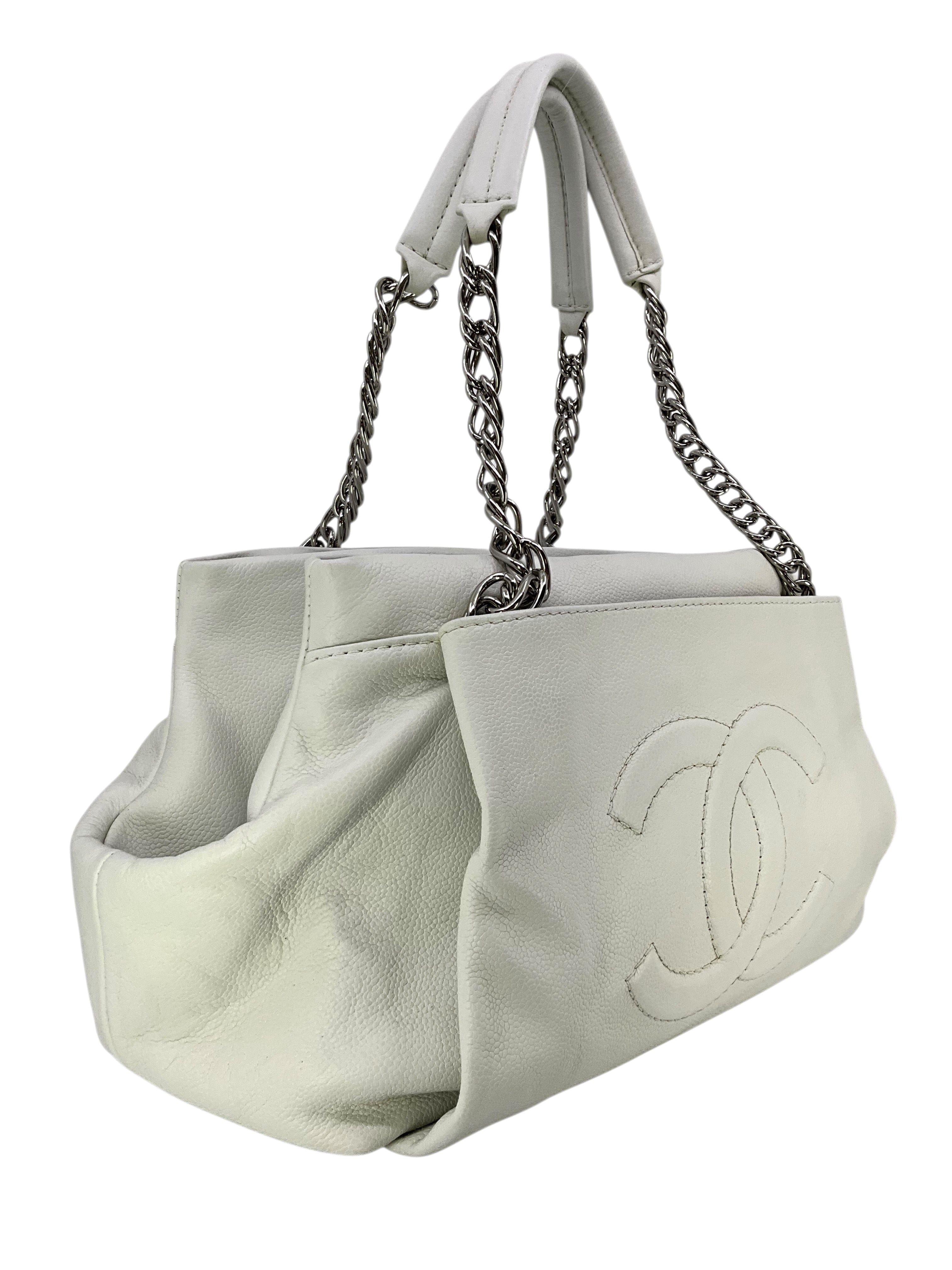 CHANEL Caviar Leather CC Tuck Tote Bag