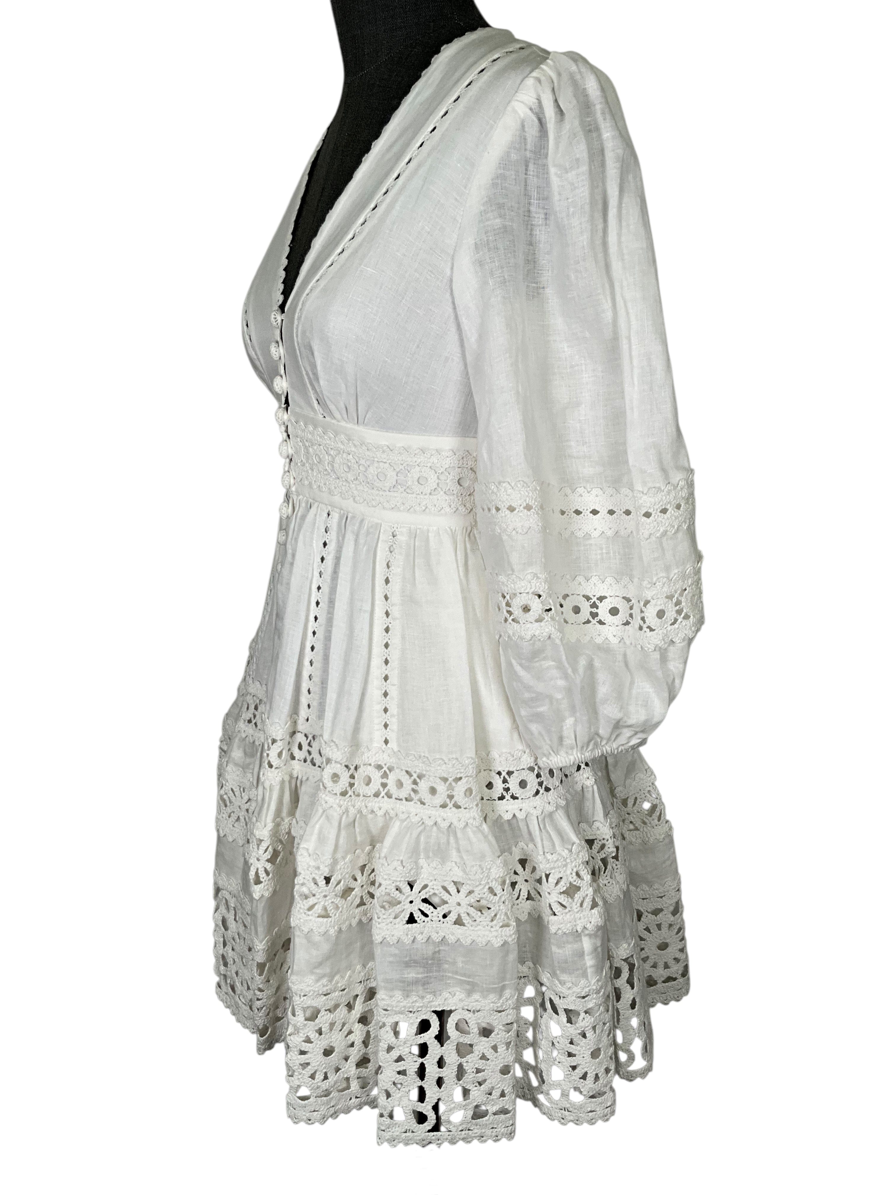 Zimmermann Devi Trimmed Mini Dress Size S