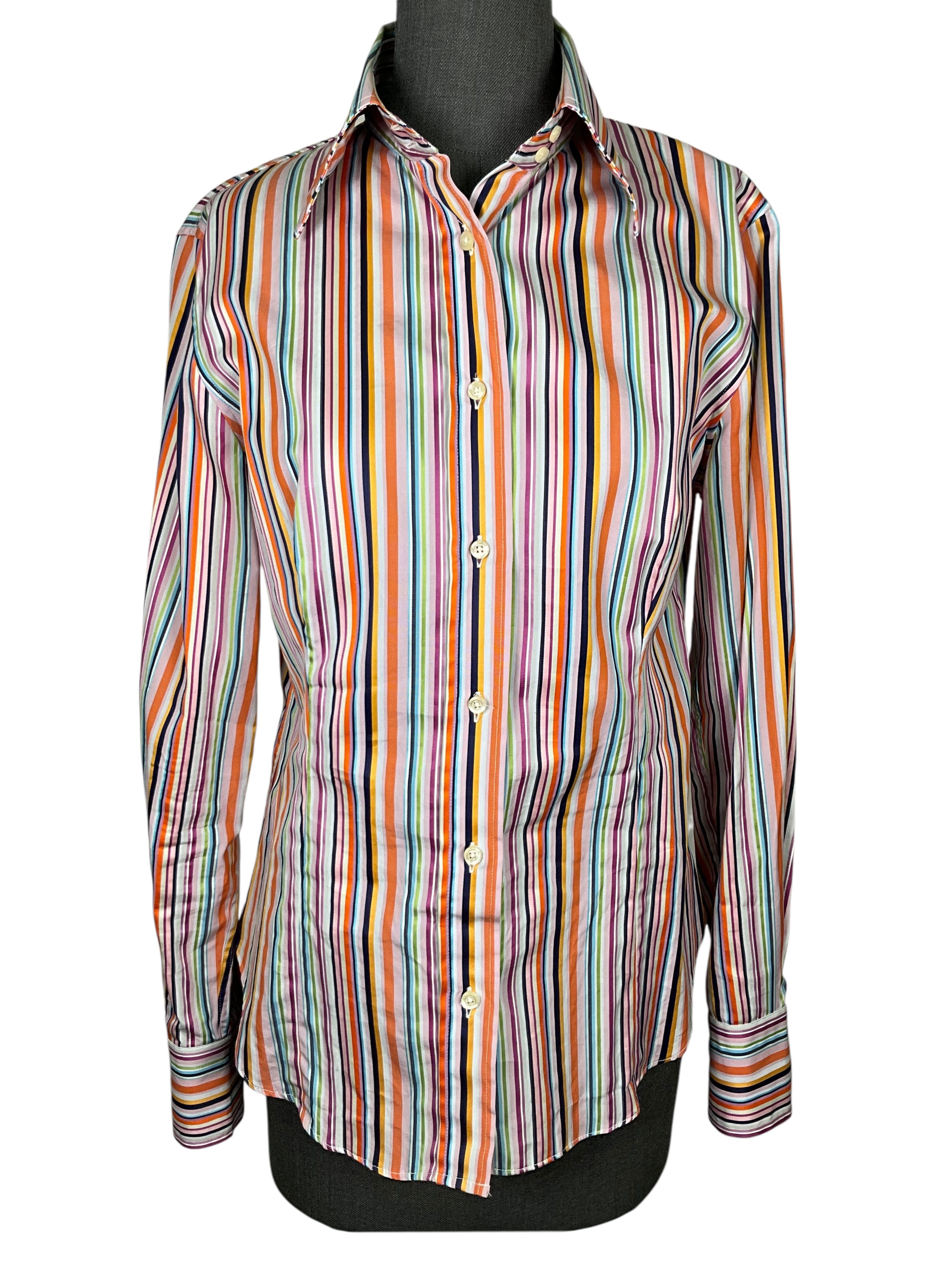 ETRO Striped Cotton Long Sleeve Shirt Size M