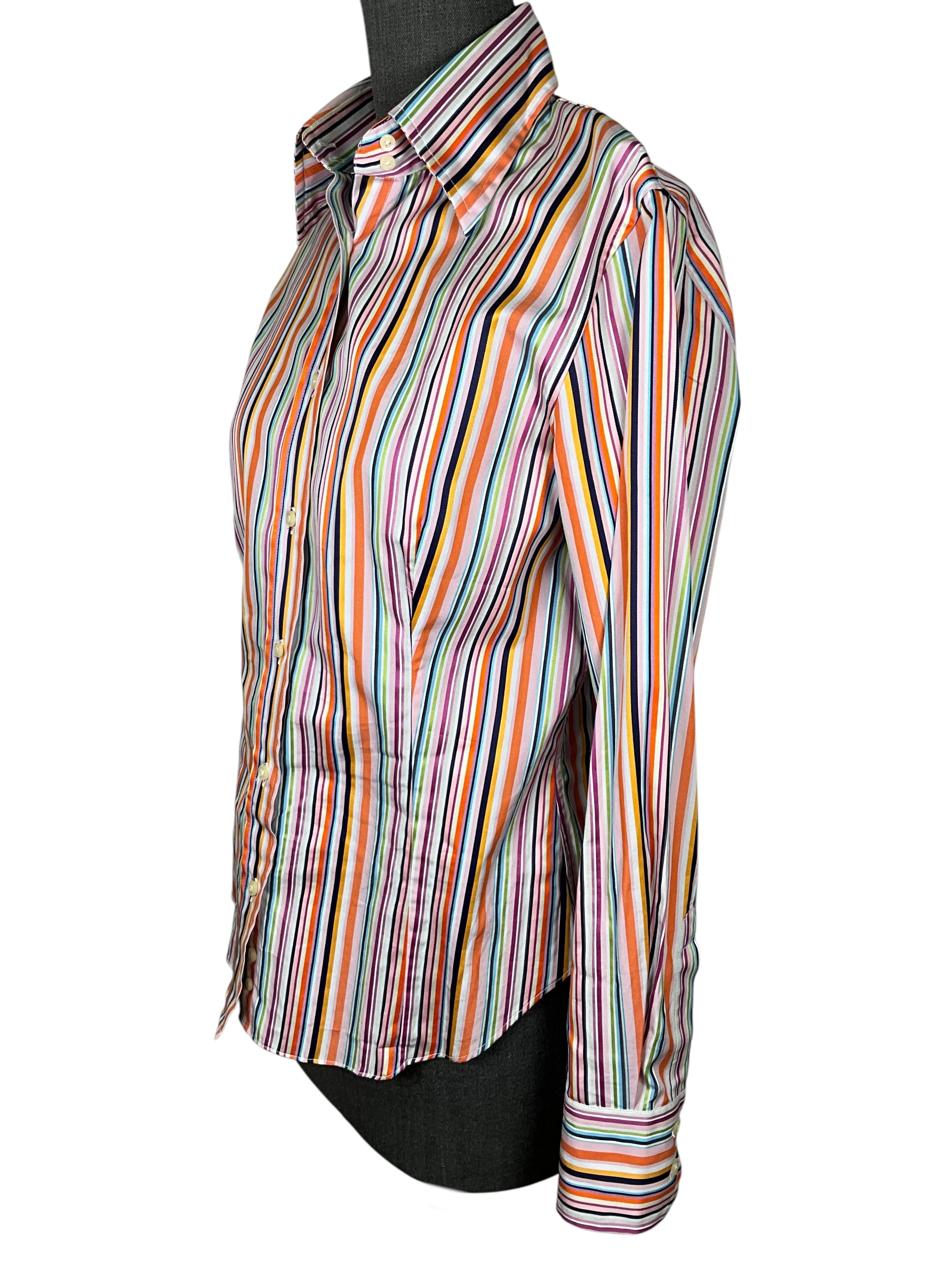 ETRO Striped Cotton Long Sleeve Shirt Size M