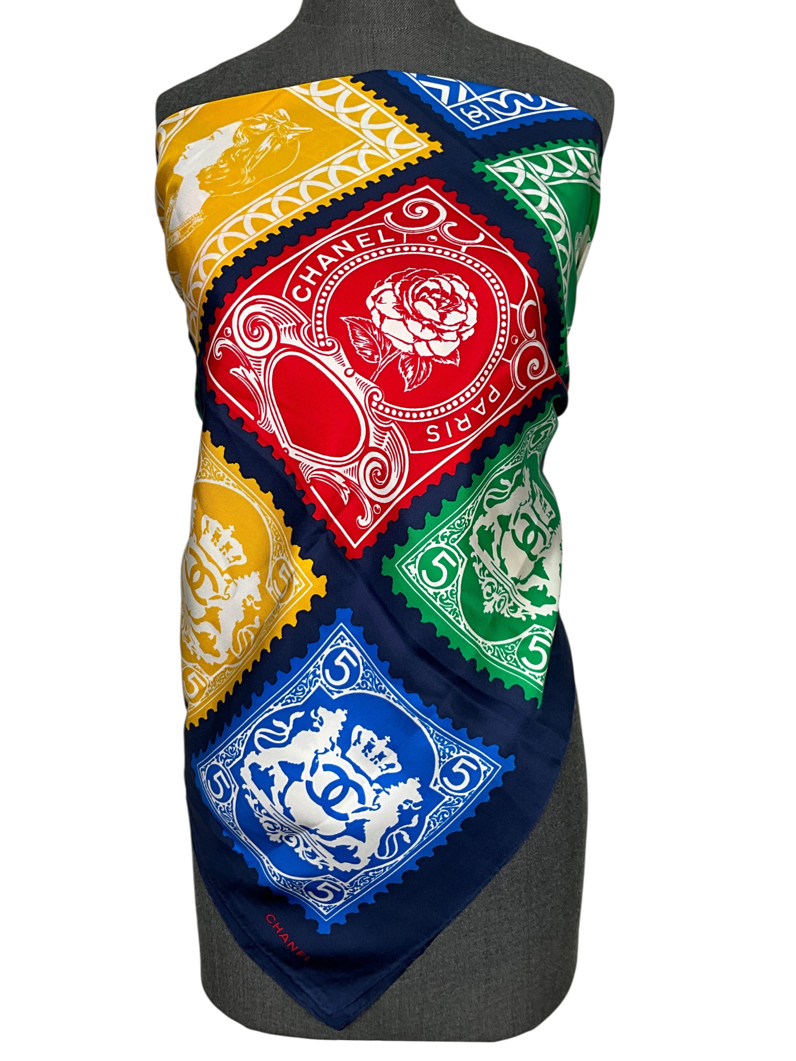 CHANEL Mademoiselle No. 5 Stamp Silk Scarf