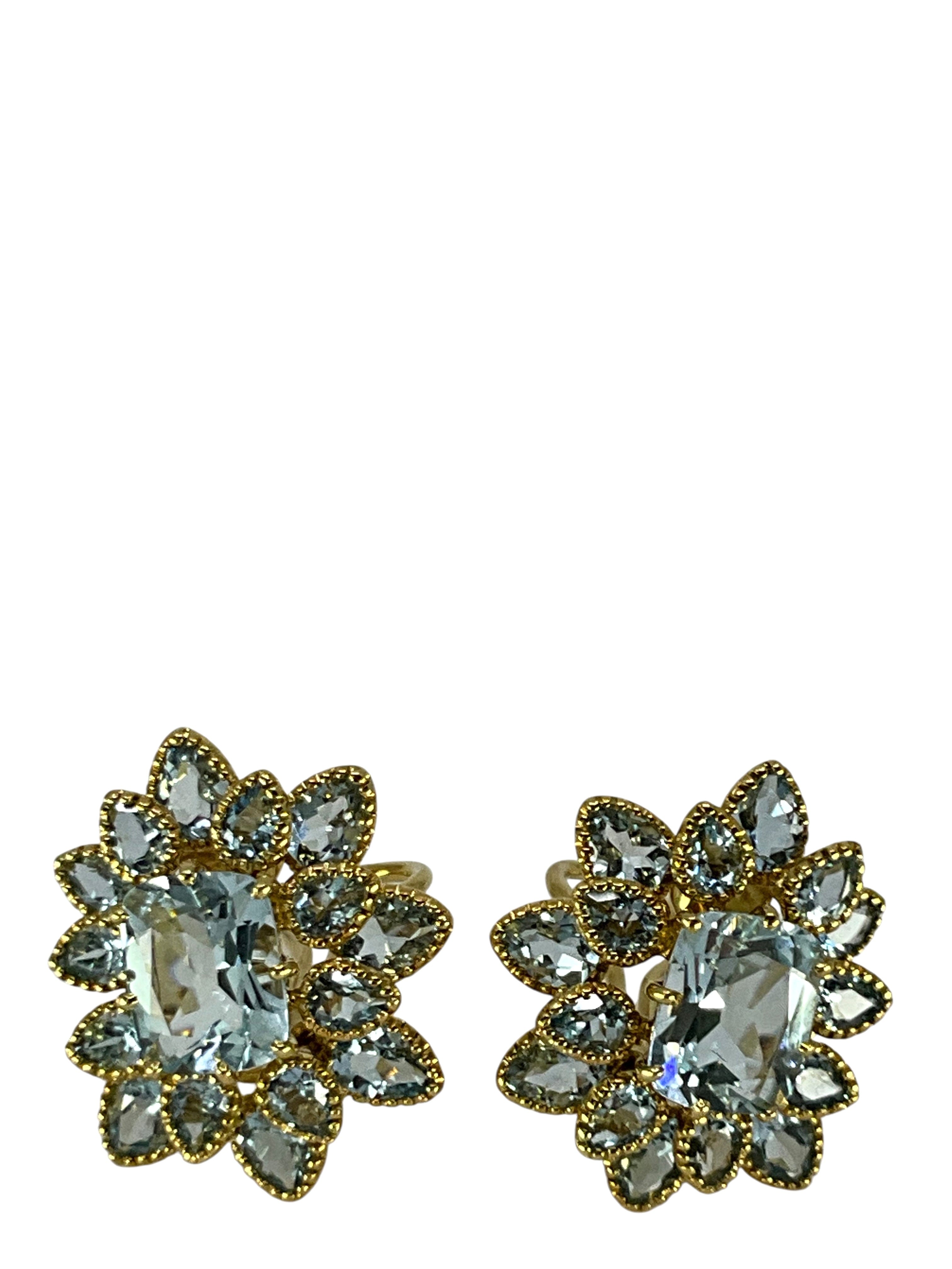 Seaman Schepps 18k Gold and Aquamarine Burst Earrings
