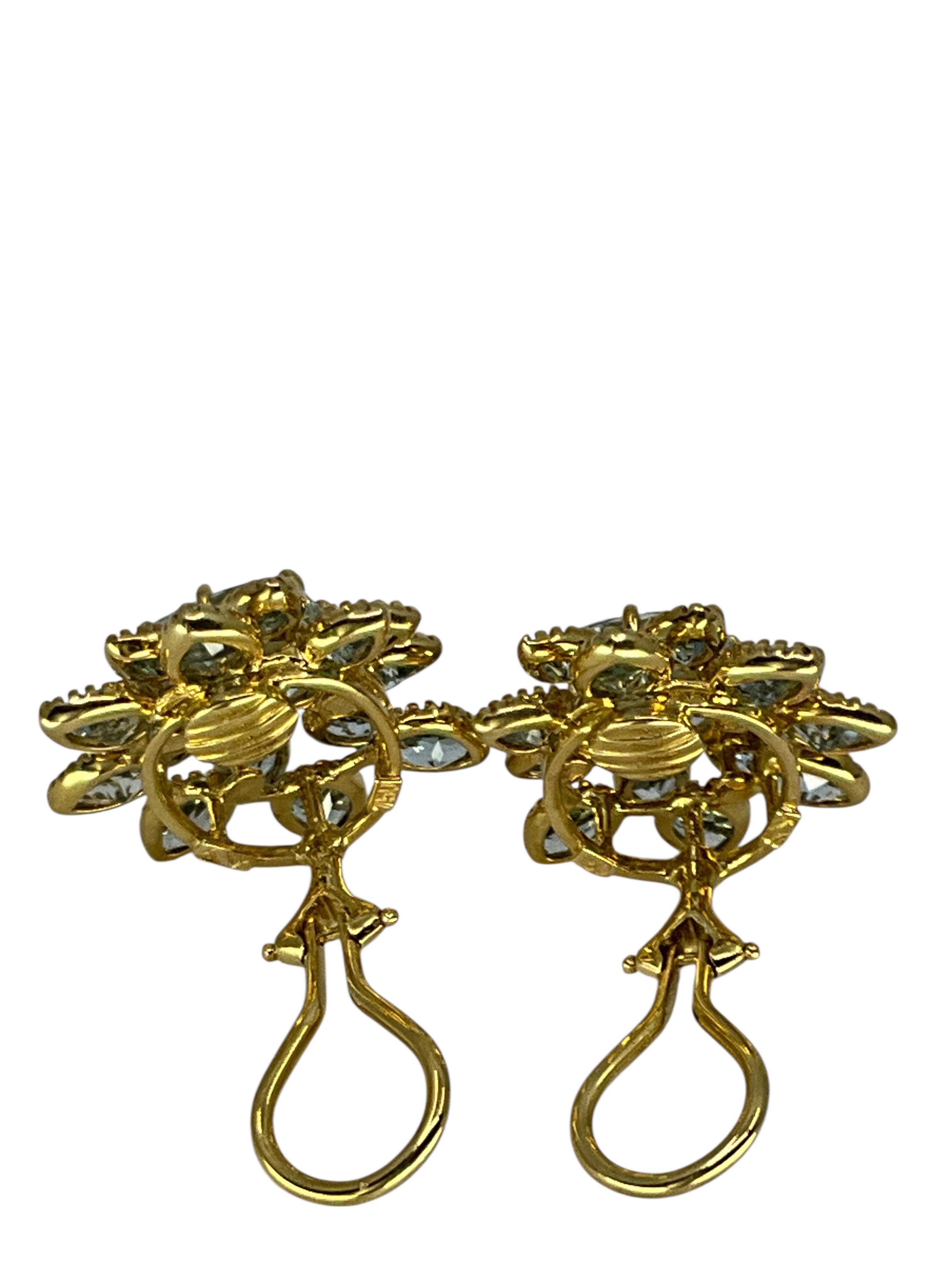 Seaman Schepps 18k Gold and Aquamarine Burst Earrings