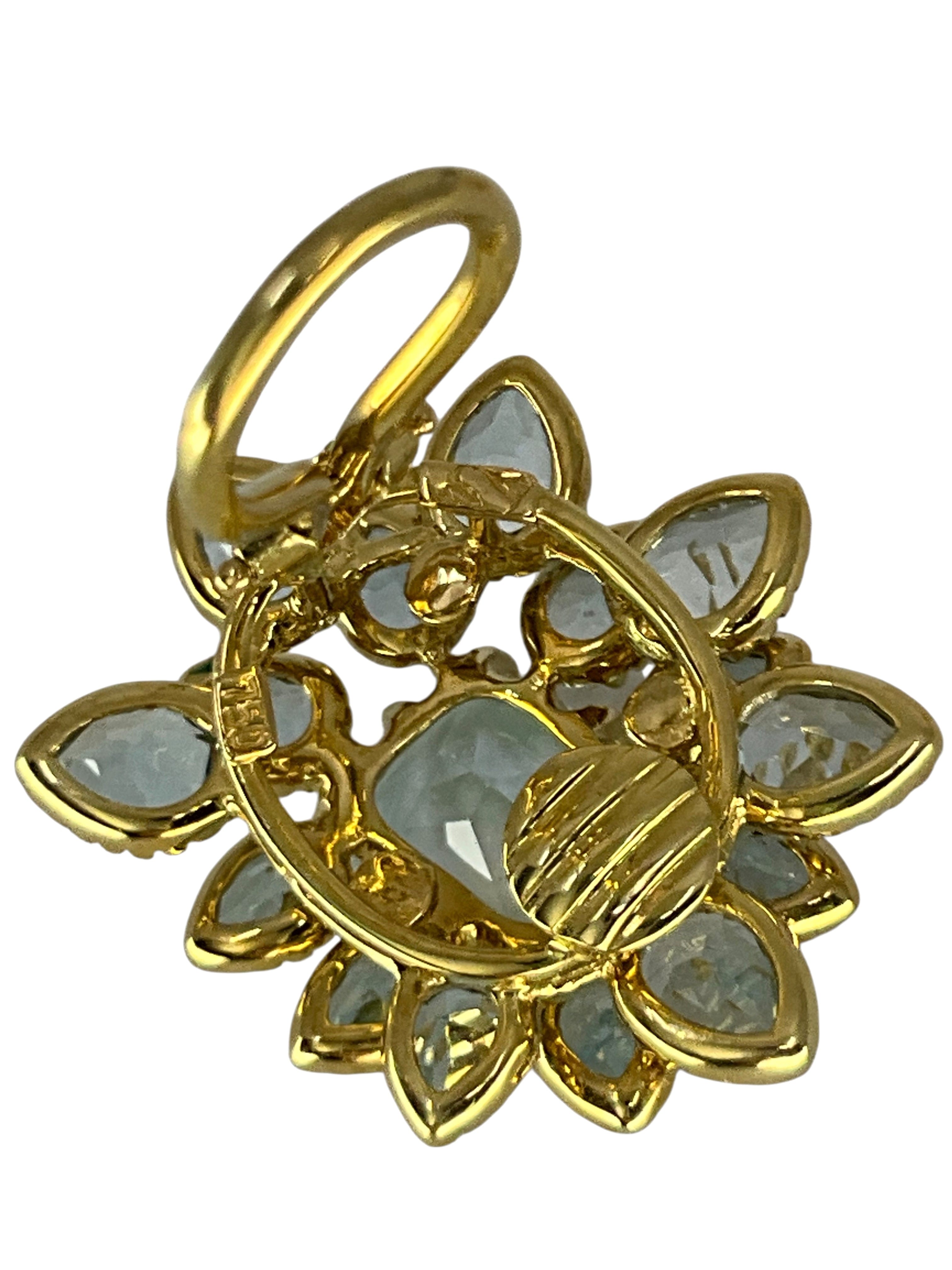 Seaman Schepps 18k Gold and Aquamarine Burst Earrings