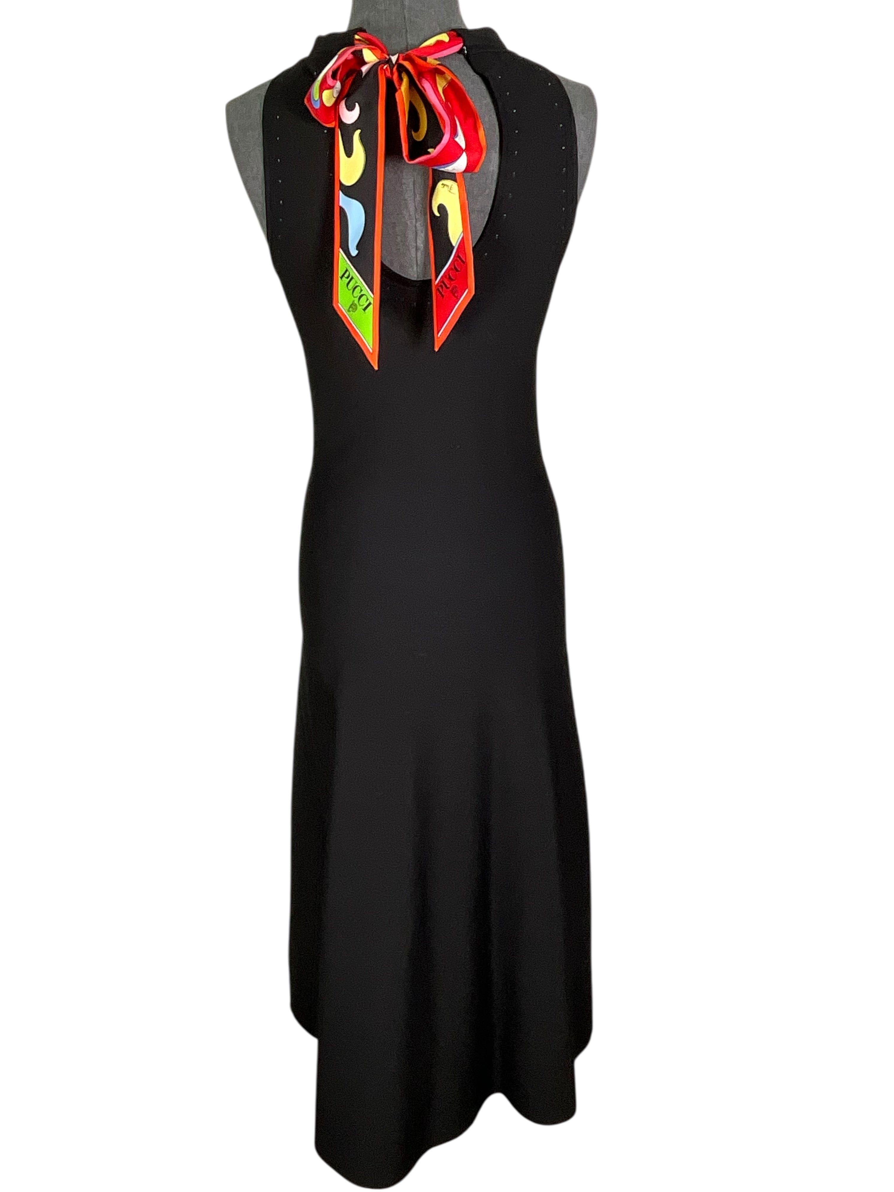 Emilio Pucci Viscose Printed Silk Tie Maxi Dress Size XS