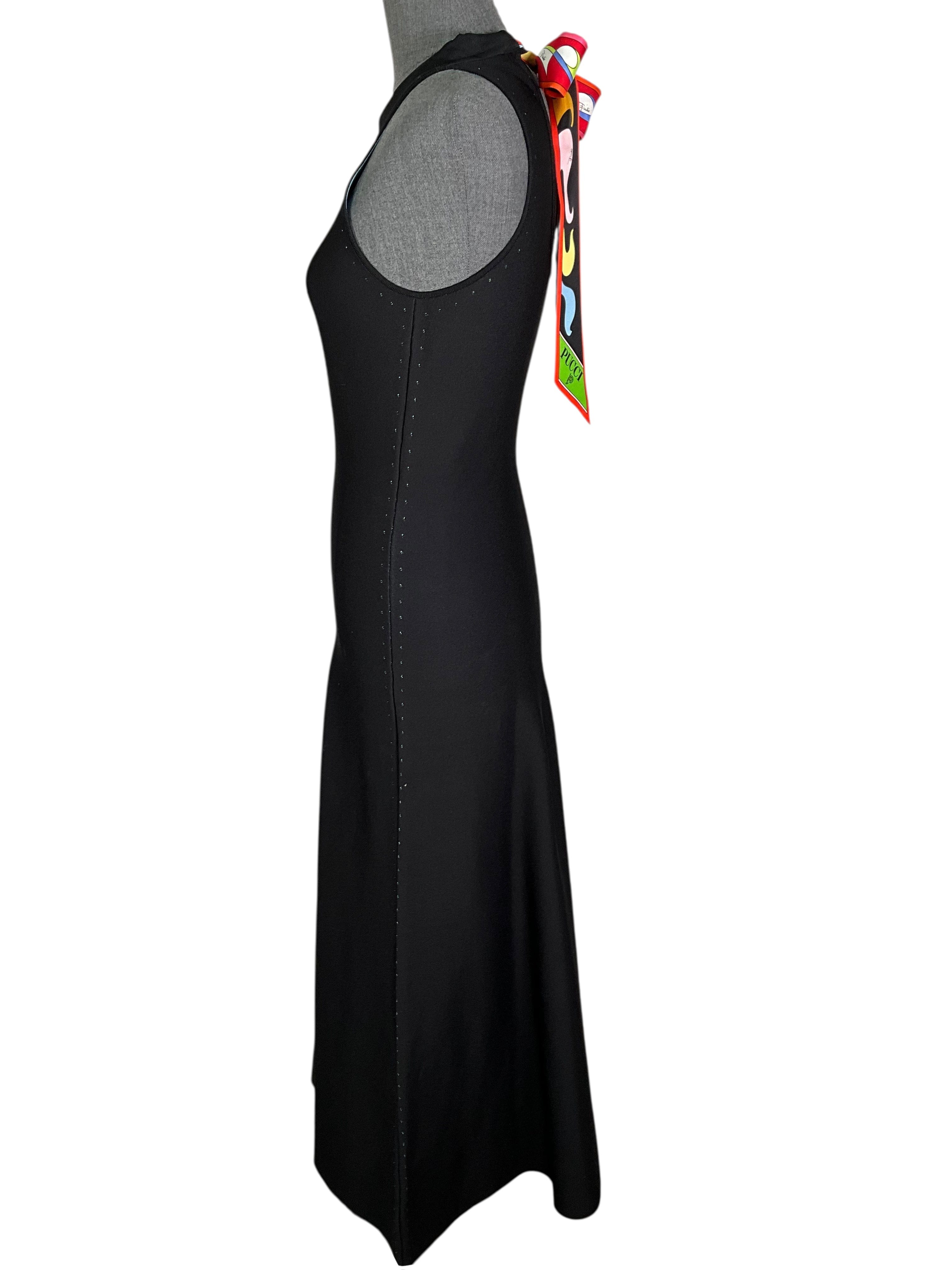 Emilio Pucci Viscose Printed Silk Tie Maxi Dress Size XS