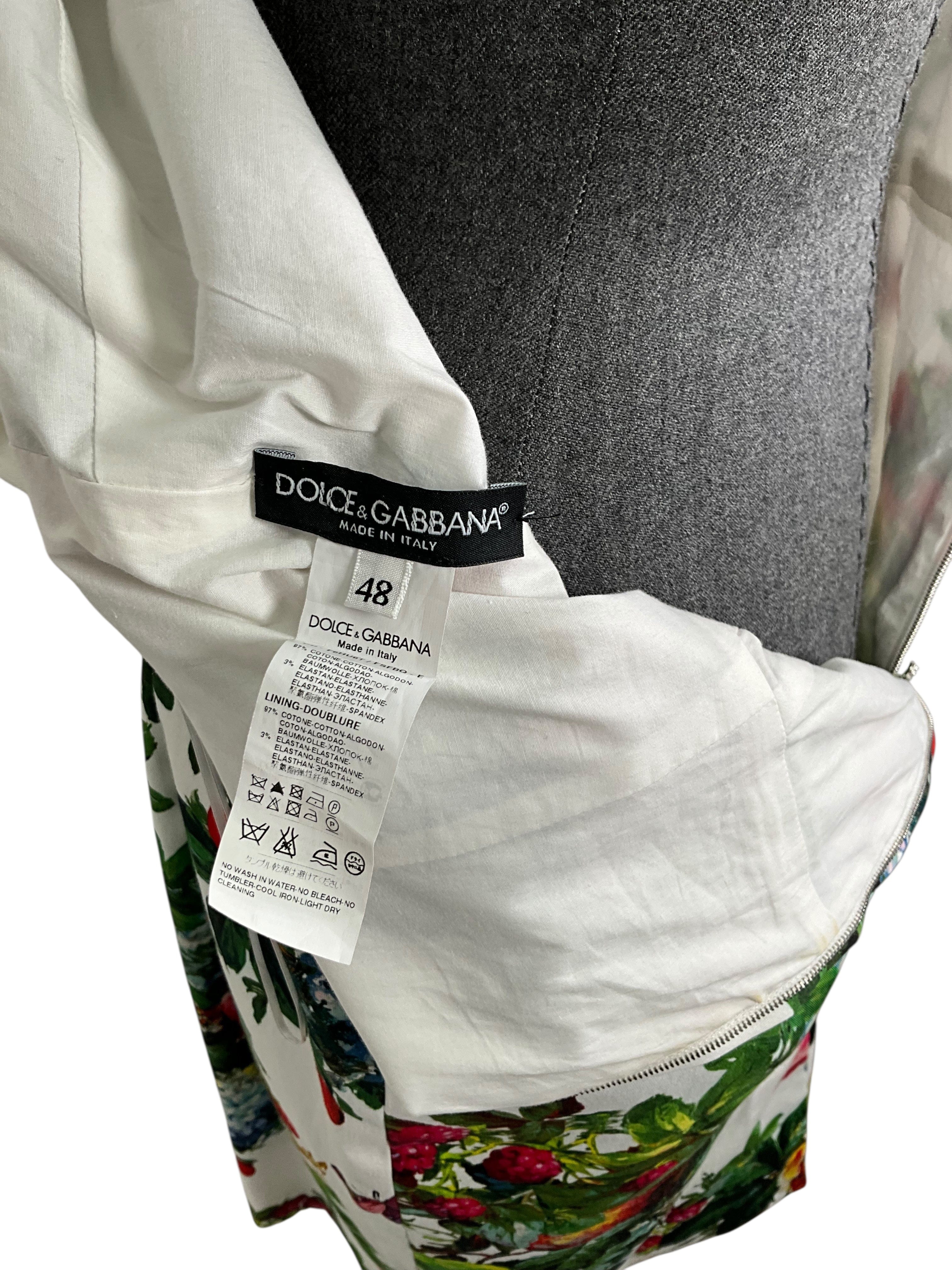Dolce & Gabbana Floral Cotton Printed Sleeveless Dress Size L