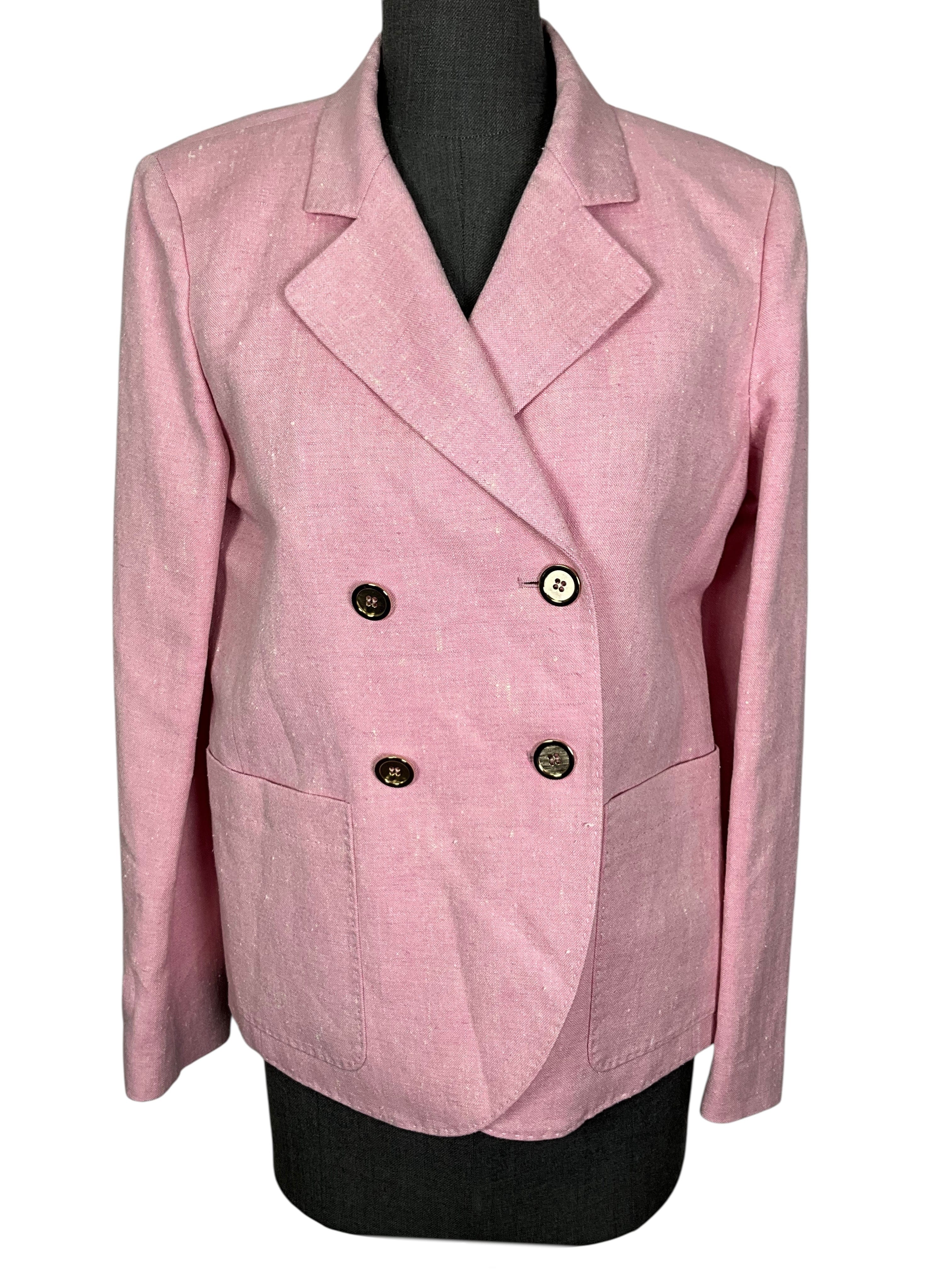 Laffayette 148 Linen Double Breasted Blazer Size M