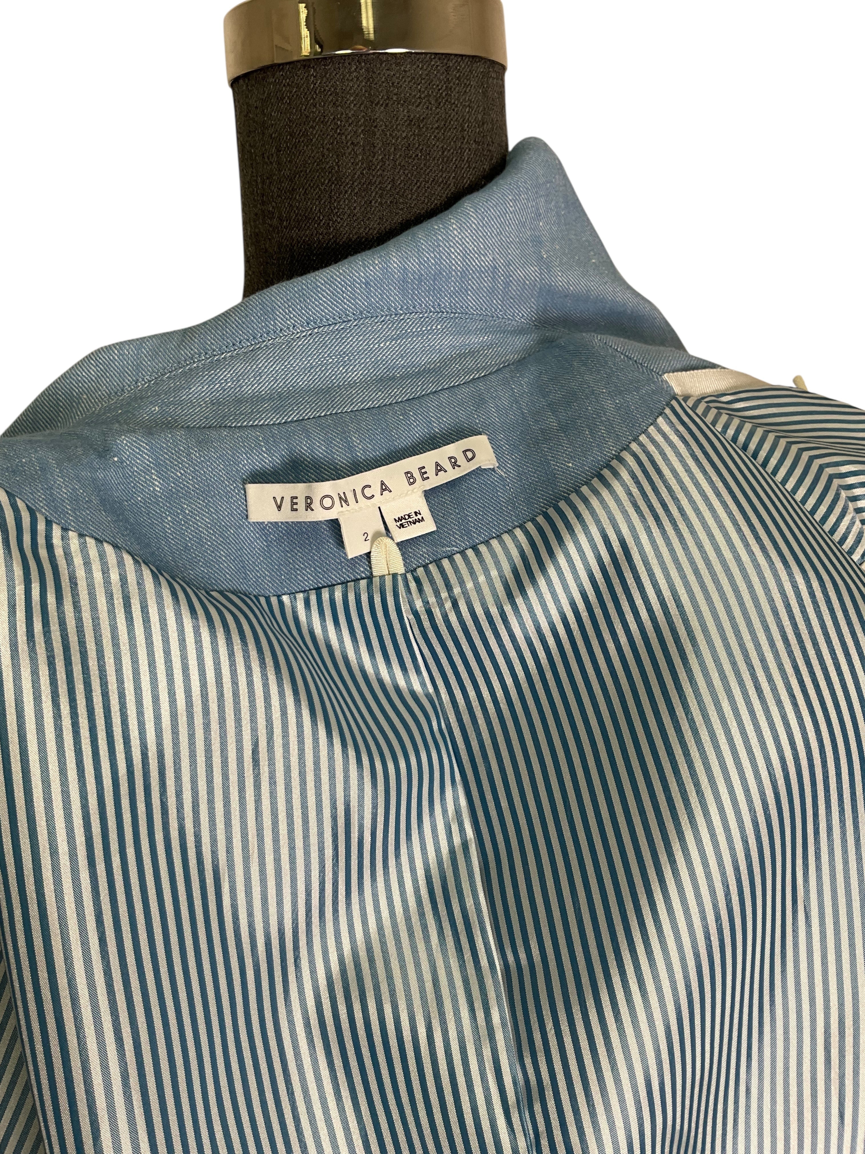 Veronica Beard Diego Linen Dickey Blazer Jacket Size XS