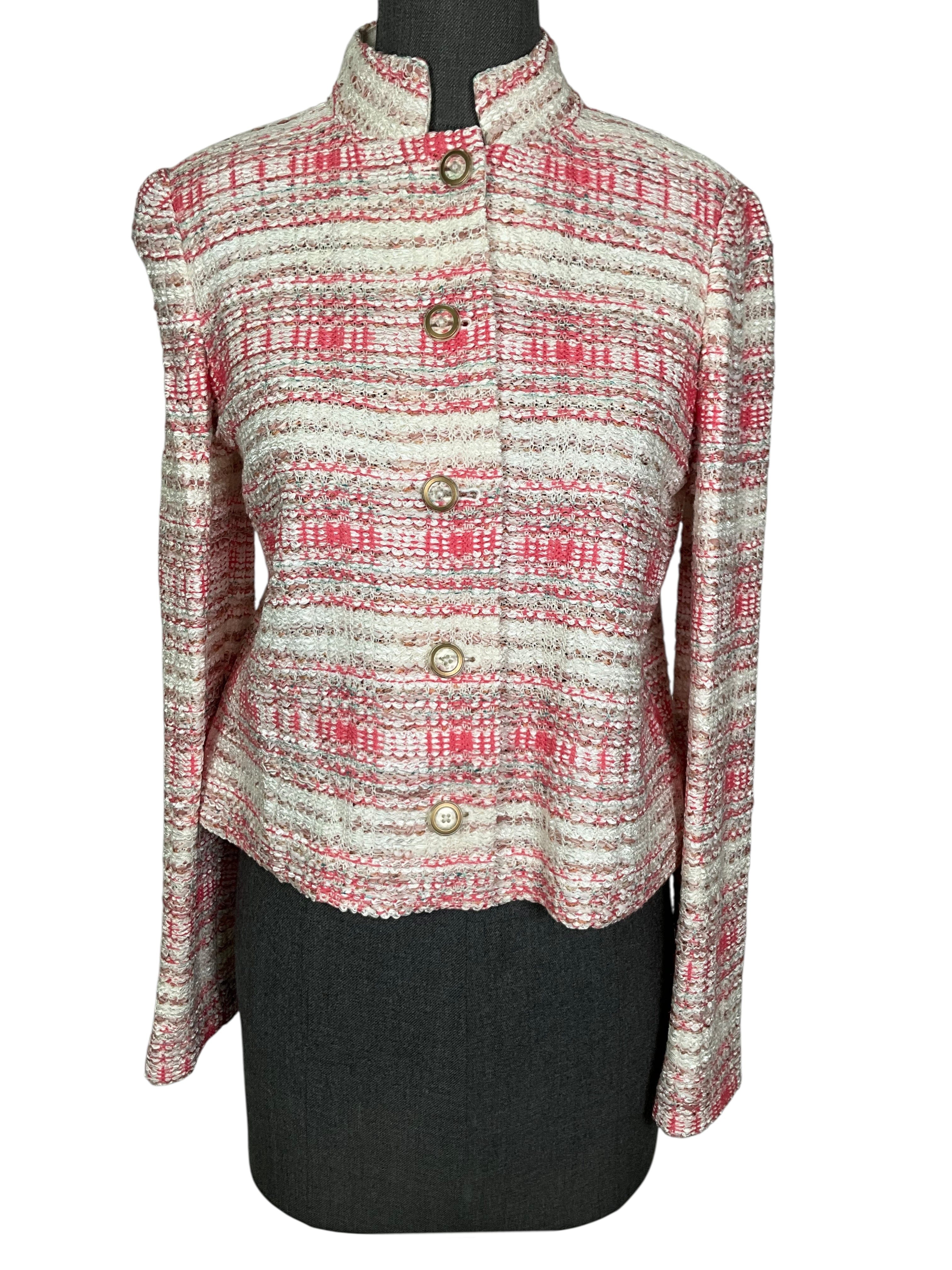 ST. JOHN Wool Blend Cropped Tweed Jacket Size S