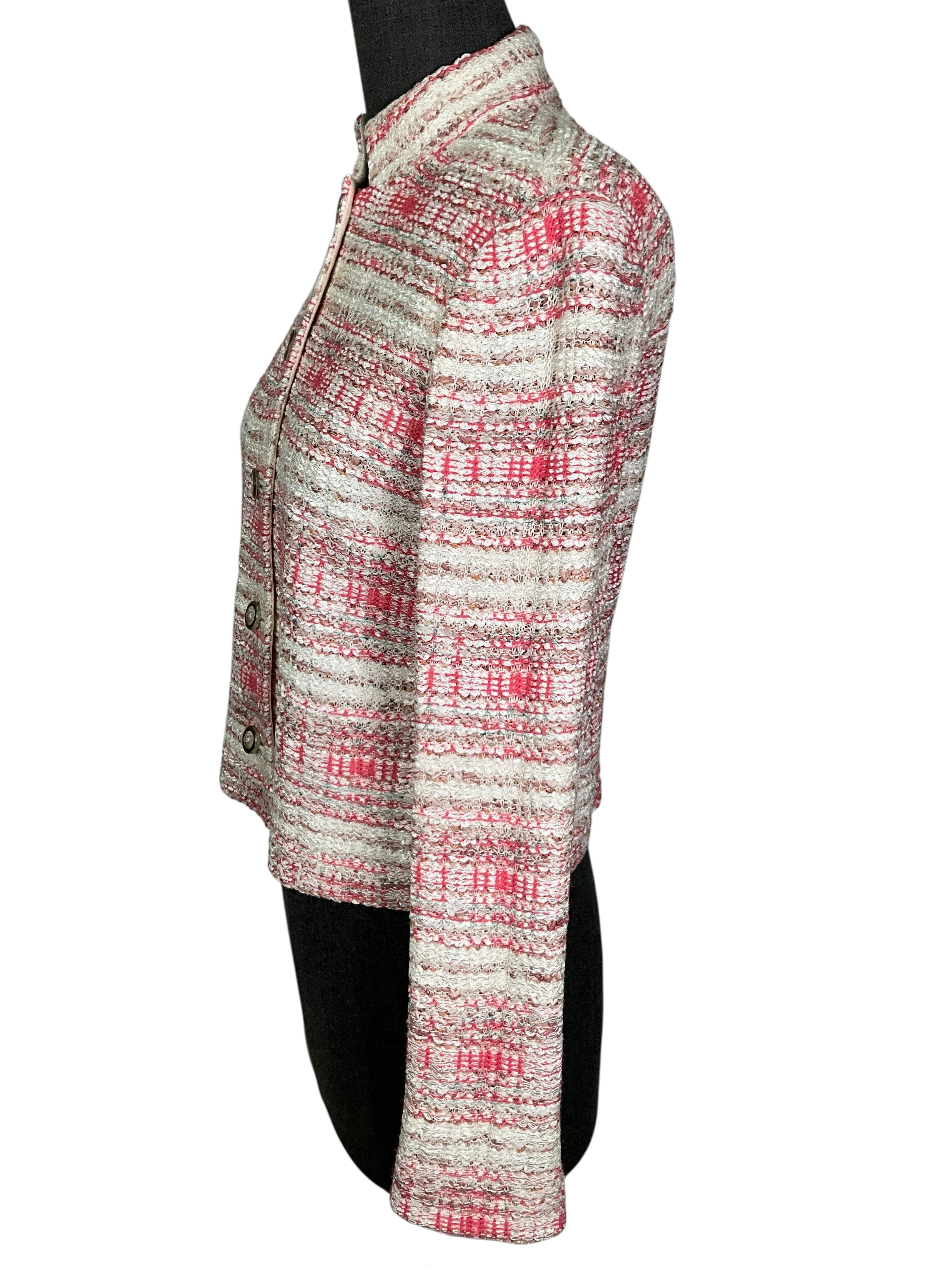 ST. JOHN Wool Blend Cropped Tweed Jacket Size S