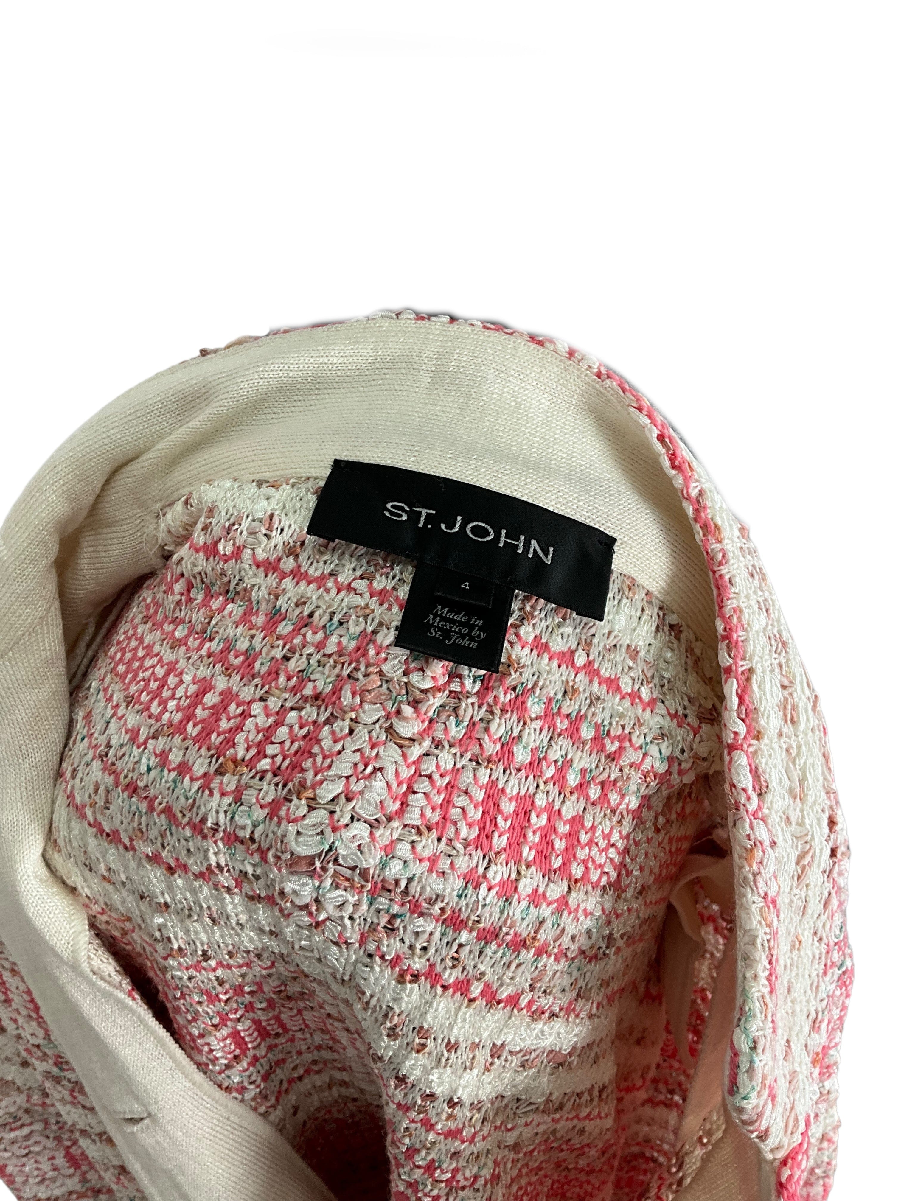 ST. JOHN Wool Blend Cropped Tweed Jacket Size S