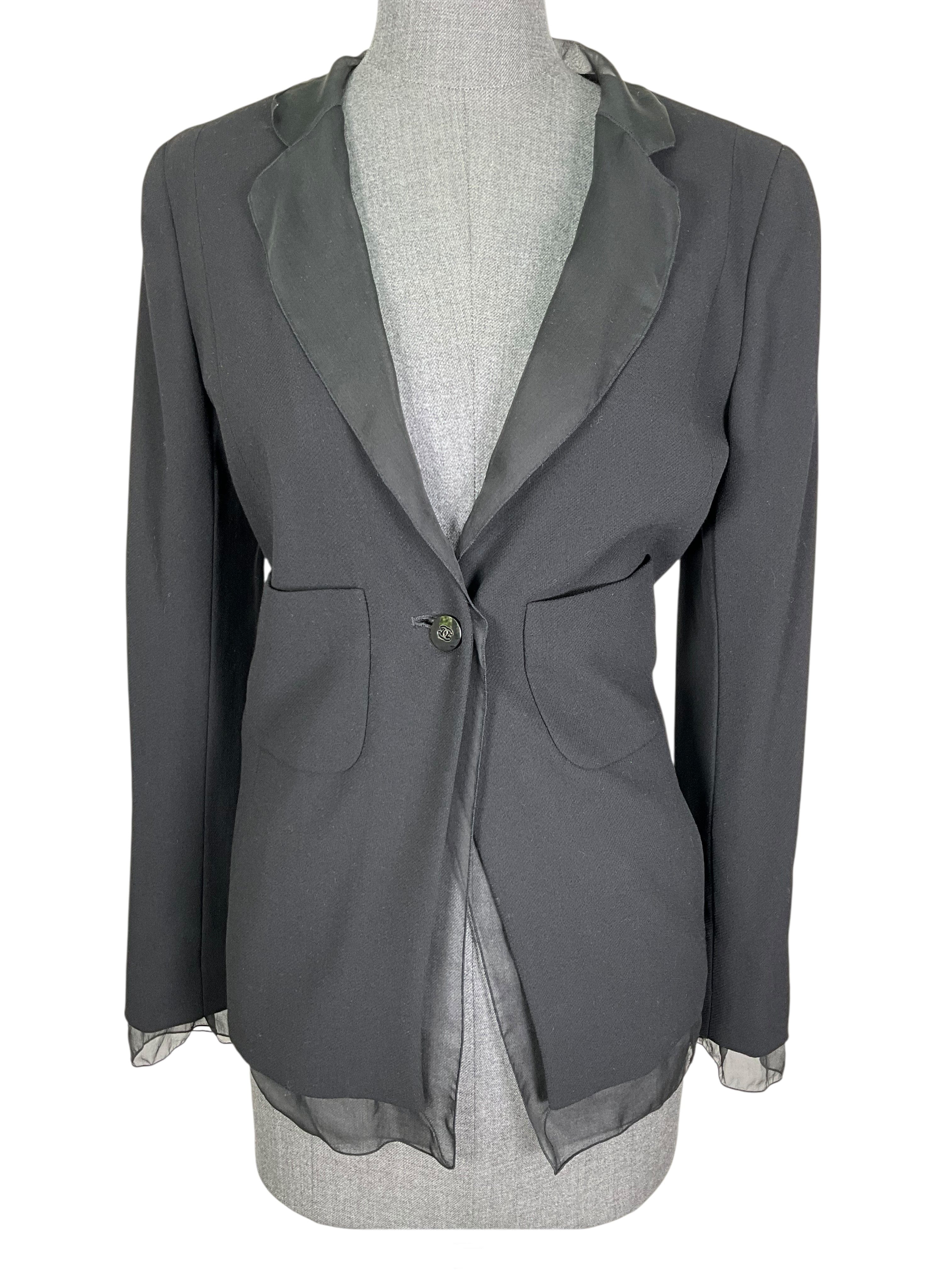 CHANEL 98A Classic Wool Blazer Jacket Size S