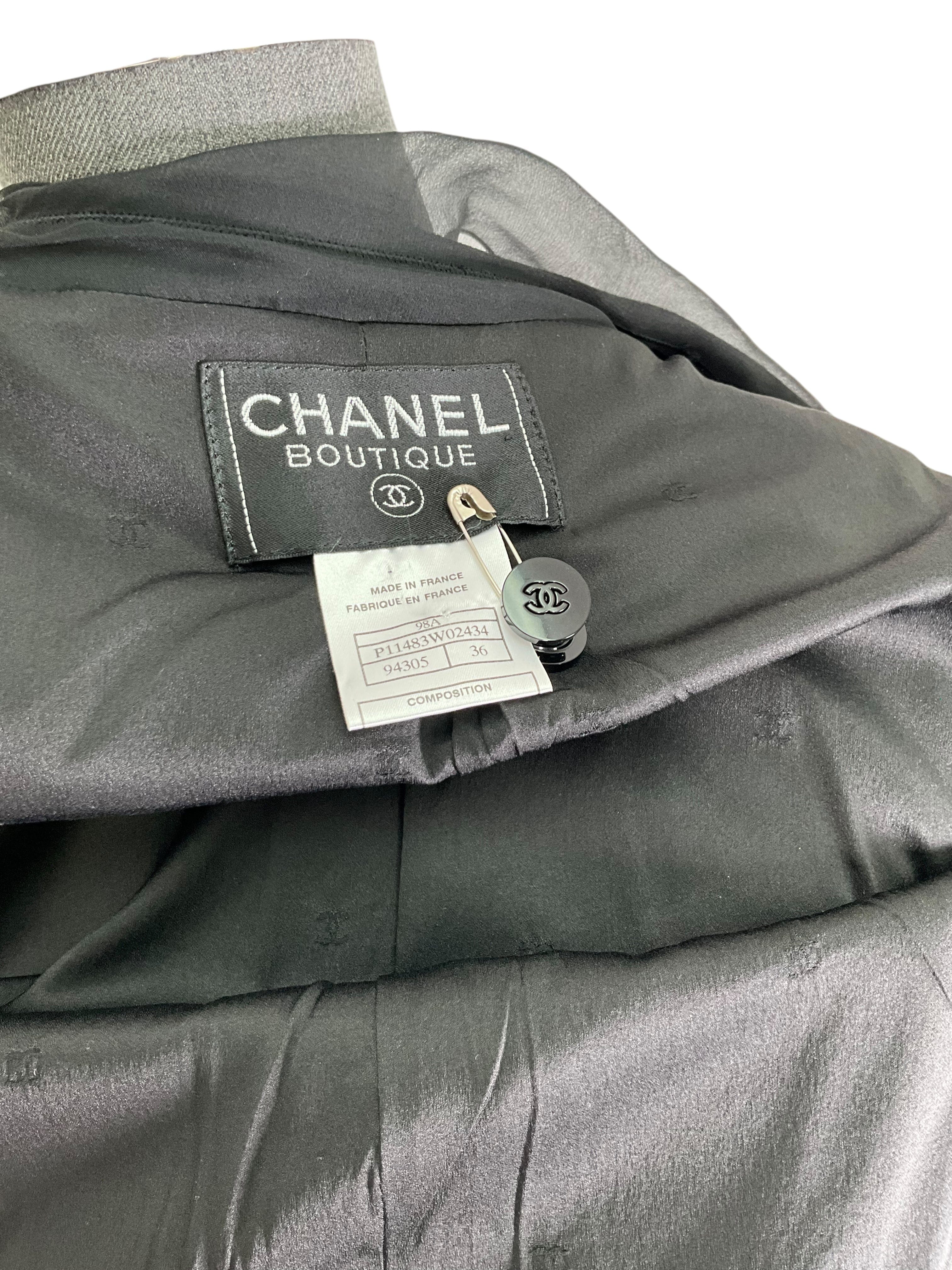 CHANEL 98A Classic Wool Blazer Jacket Size S