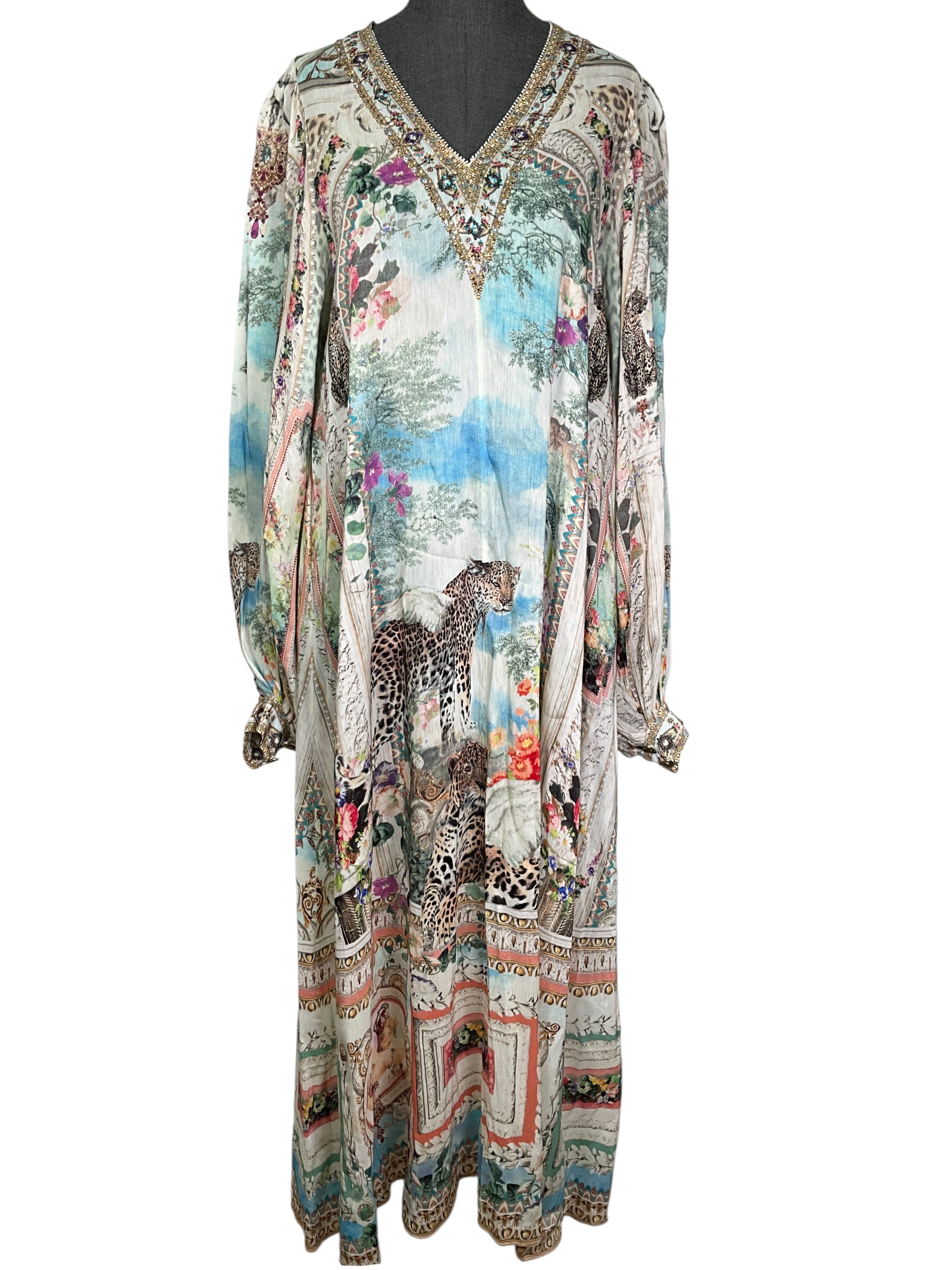Camilla Printed Blouson Trapeze Dress Size S