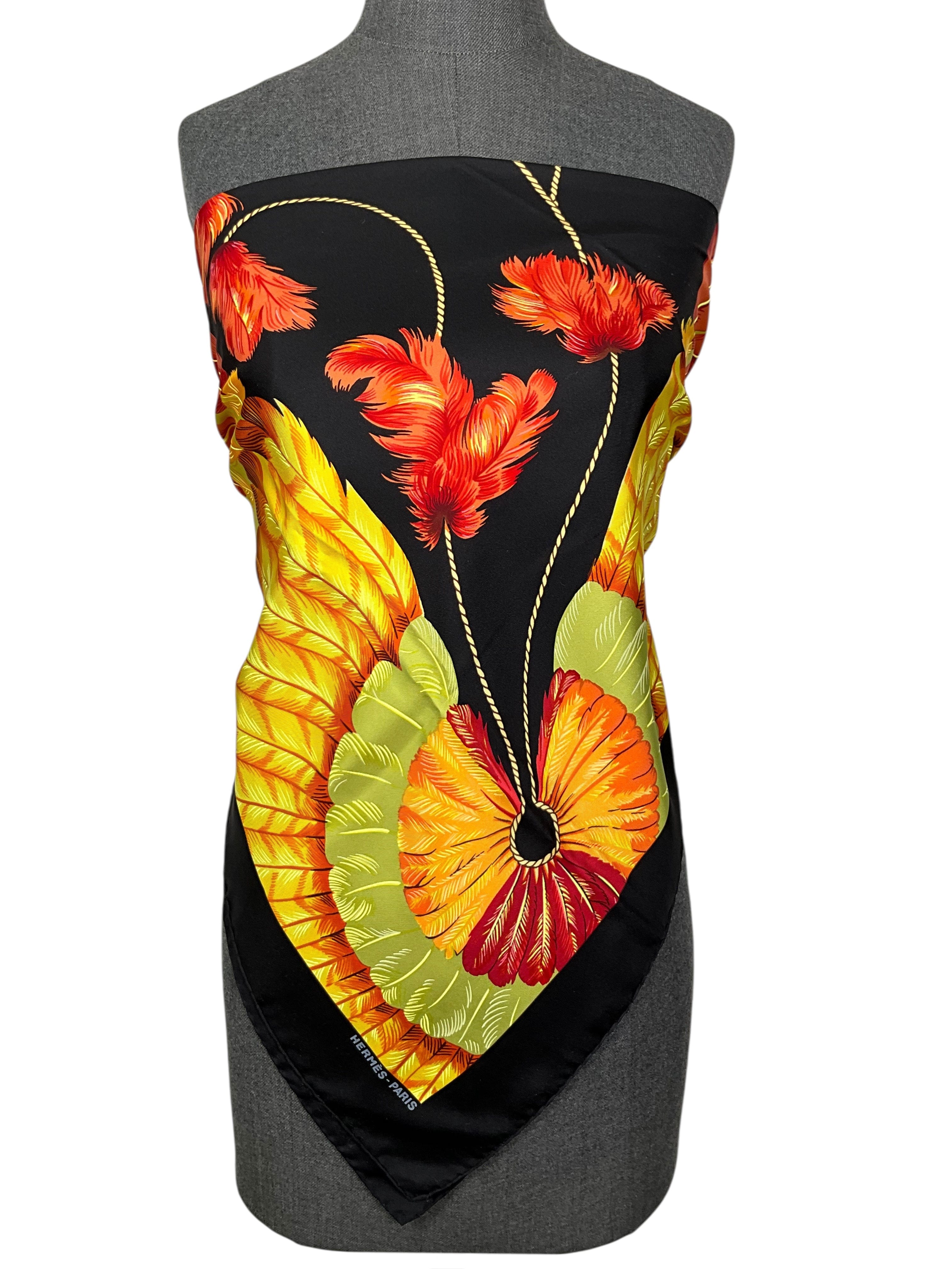 HERMES Brazil II Detail Silk Scarf 90