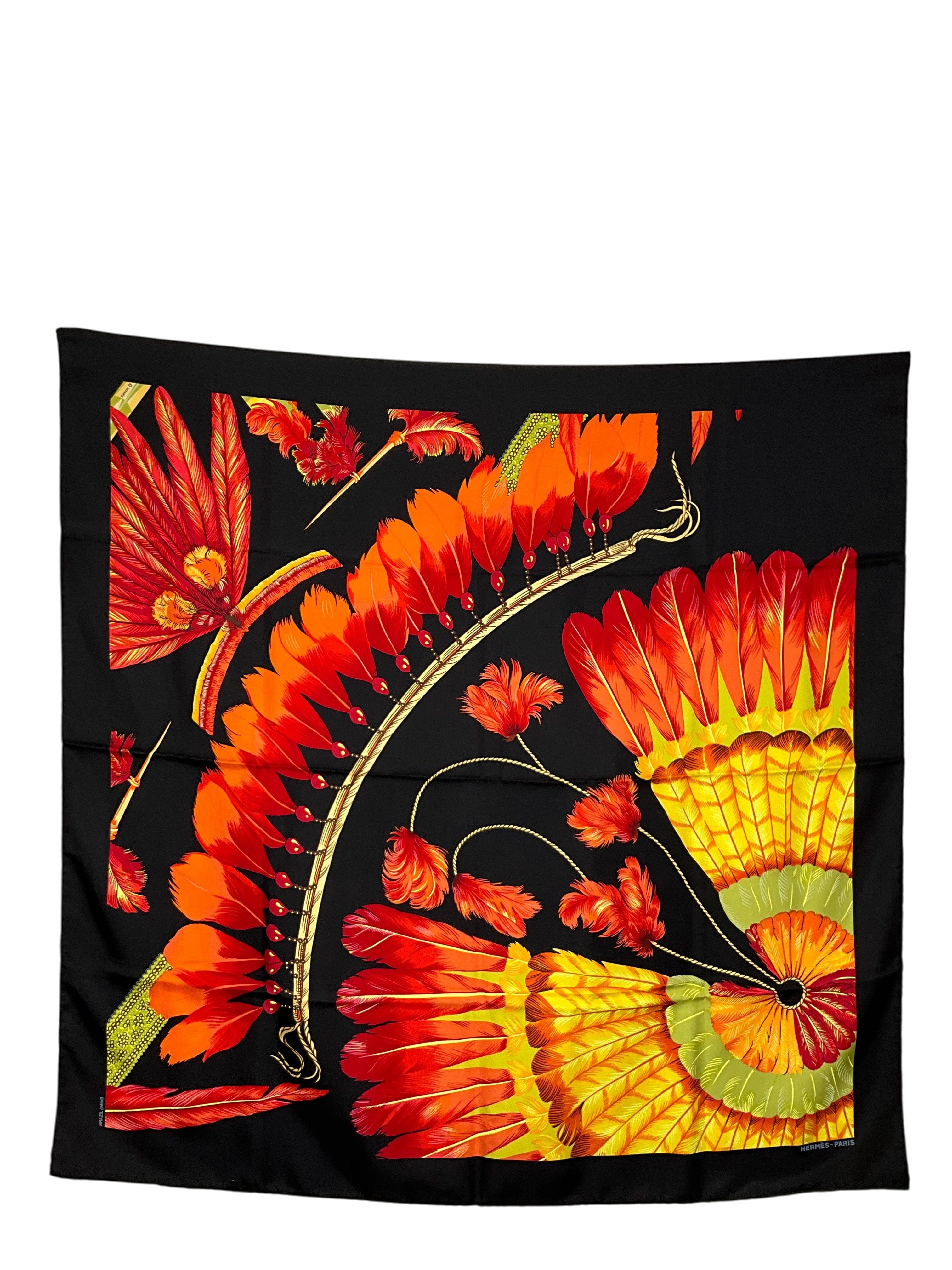 HERMES Brazil II Detail Silk Scarf 90
