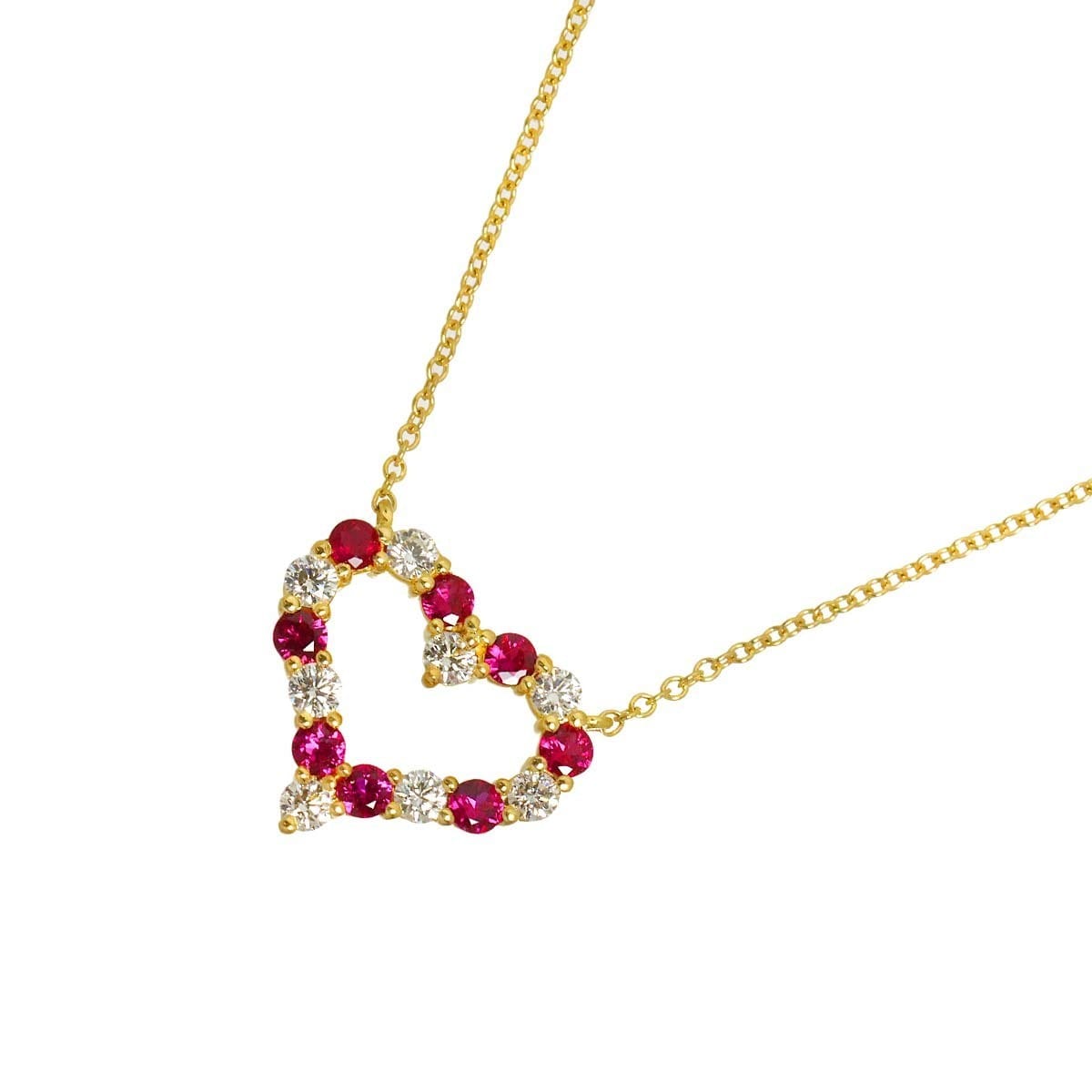 TIFFANY Co. Sentimental Heart Ruby Diamond Necklace 18K YG 750 90328315
