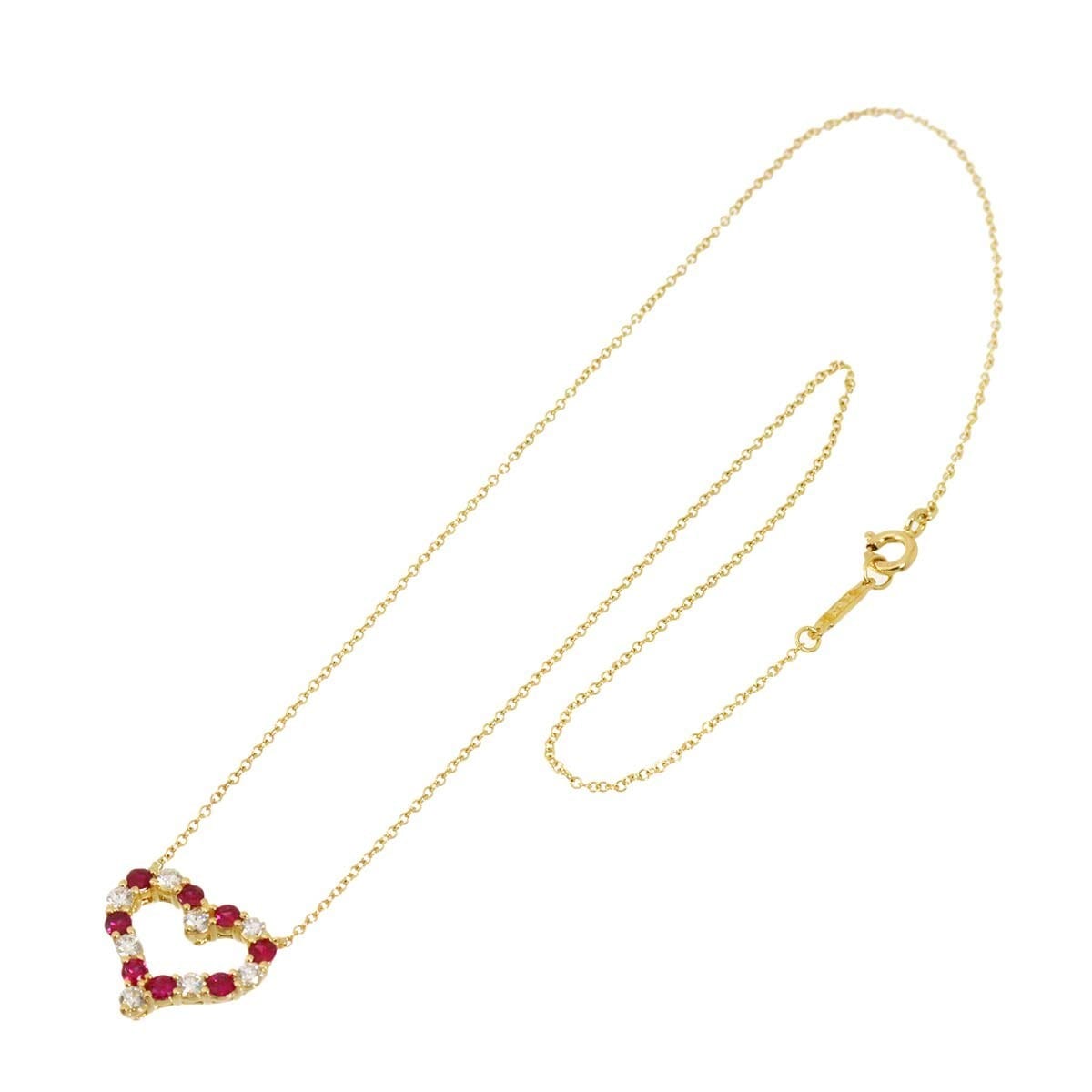 TIFFANY Co. Sentimental Heart Ruby Diamond Necklace 18K YG 750 90328315