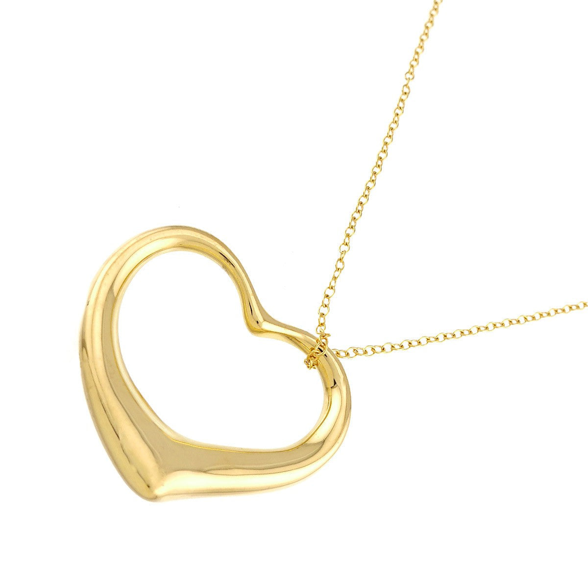 TIFFANY Co. Open Heart Long Necklace 18K Yellow Gold 750 90327416