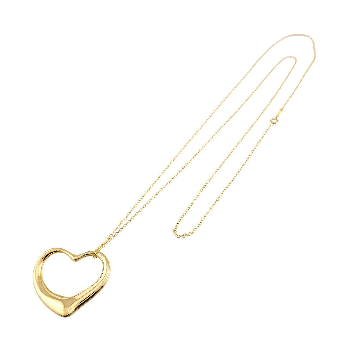 TIFFANY Co. Open Heart Long Necklace 18K Yellow Gold 750 90327416