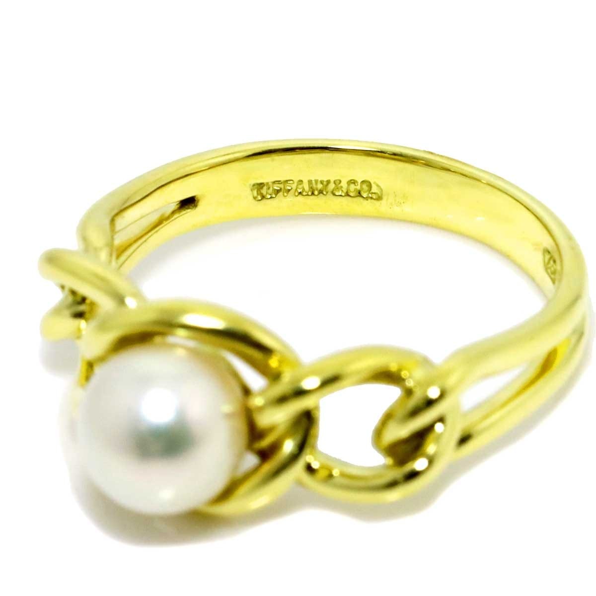 TIFFANY Co. Akoya Pearl Ring 18K YG 750 Size5.5-5.75(US) 90319898
