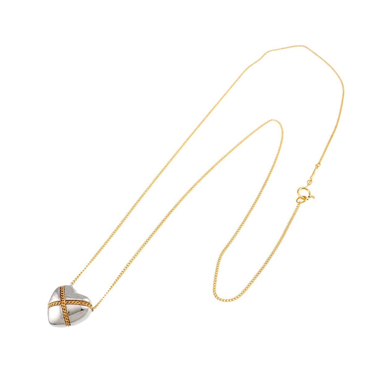 TIFFANY&Co. Chain Cross Heart Necklace 45cm SV Silver K18 YG Yellow Gold 750 Necklace Tiffany 90313606