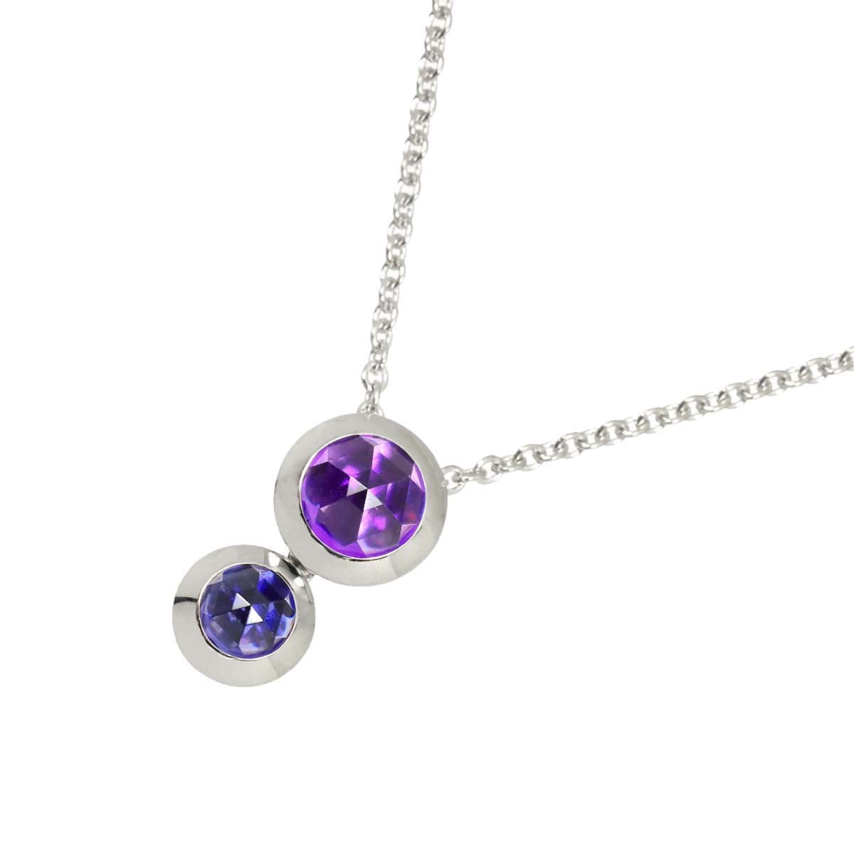 TIFFANY Co. Amethyst Iolite Necklace 18K White Gold 750 90317822