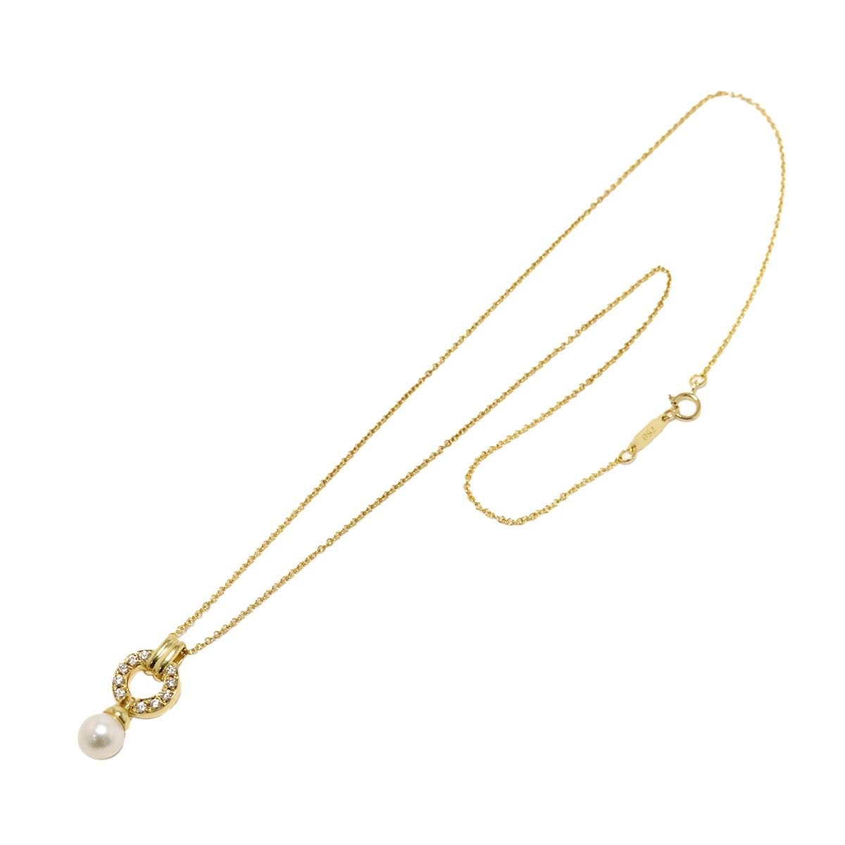 TIFFANY Co. Akoya pearl 6.3mm Diamond Necklace 18K YG 750 90313692